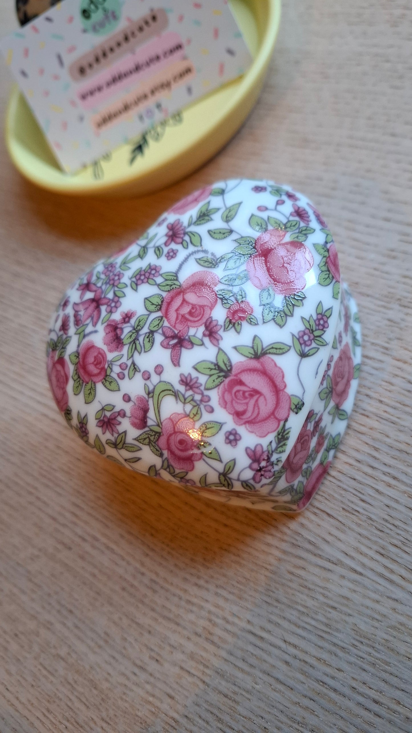 'Fanny Flaps' Upcycled Rose Heart Shaped Trinket Pot