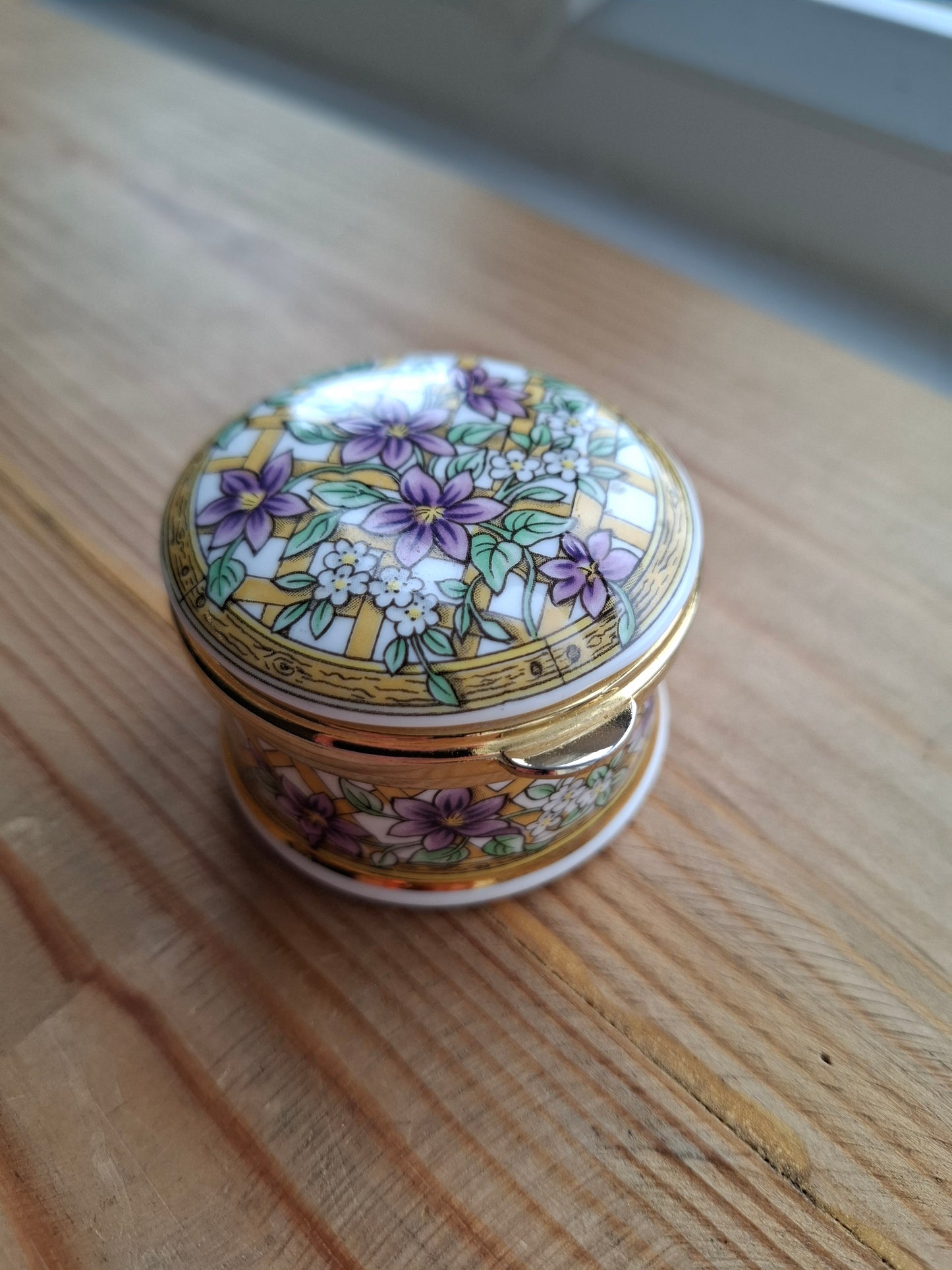 'Cunt' Upcycled Fancy Purple Flowers Trinket Pot With Clasp