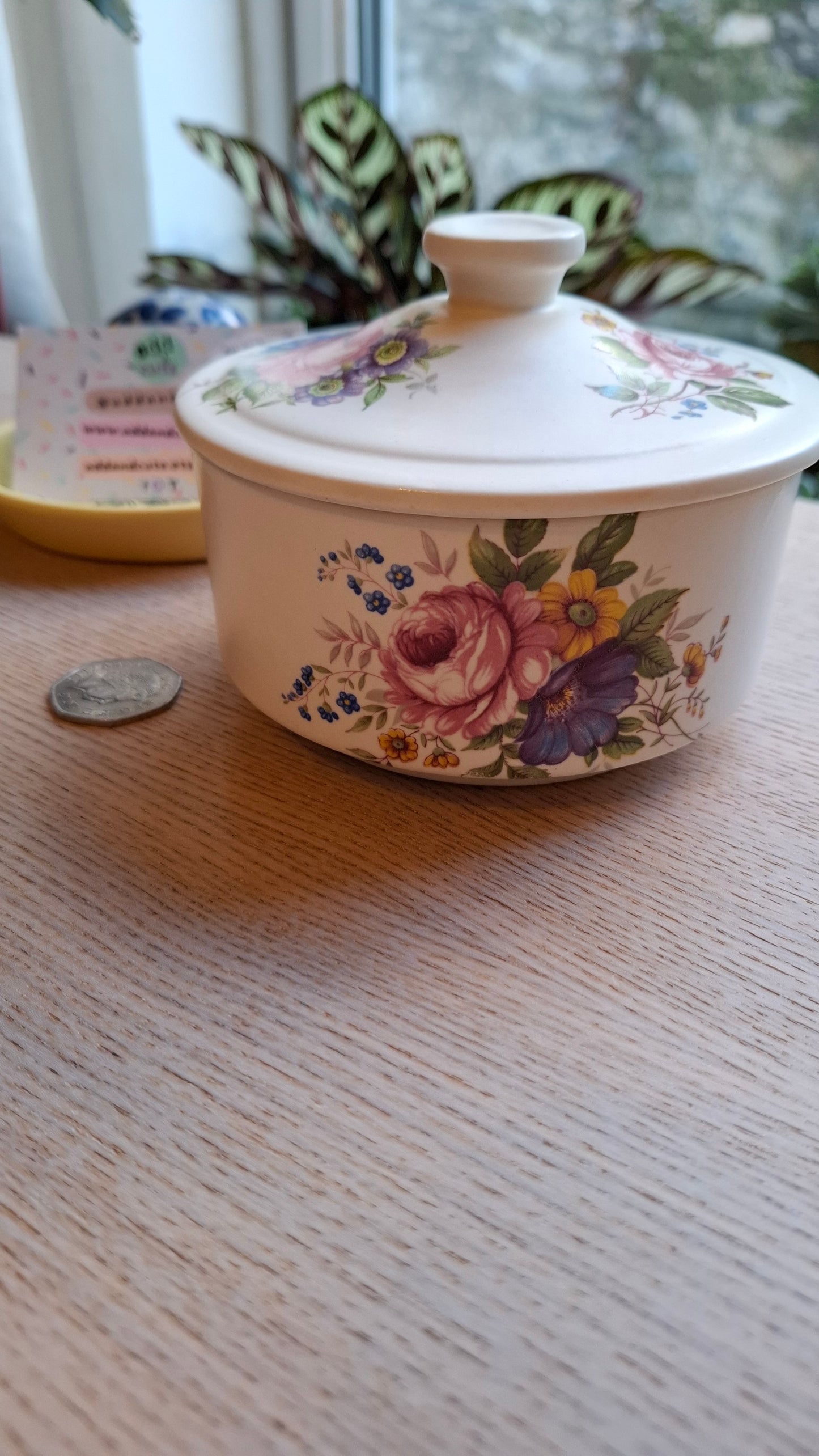 'Beef Curtains' Upcycled Large Pretty Floral Trinket Pot