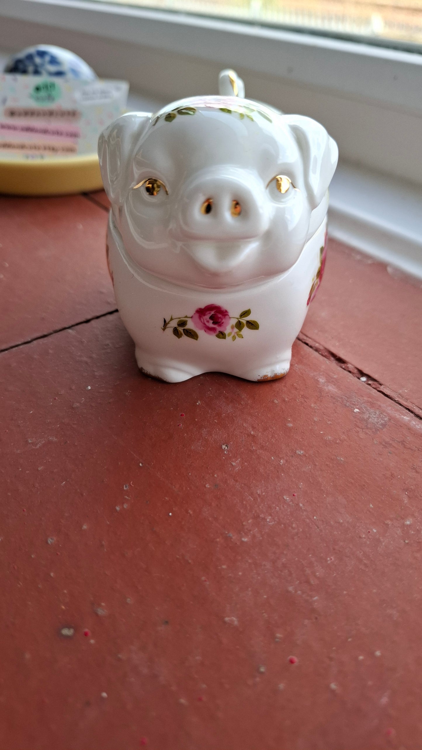 'Cunt' Upcycled White And Floral Pig Trinket Pot