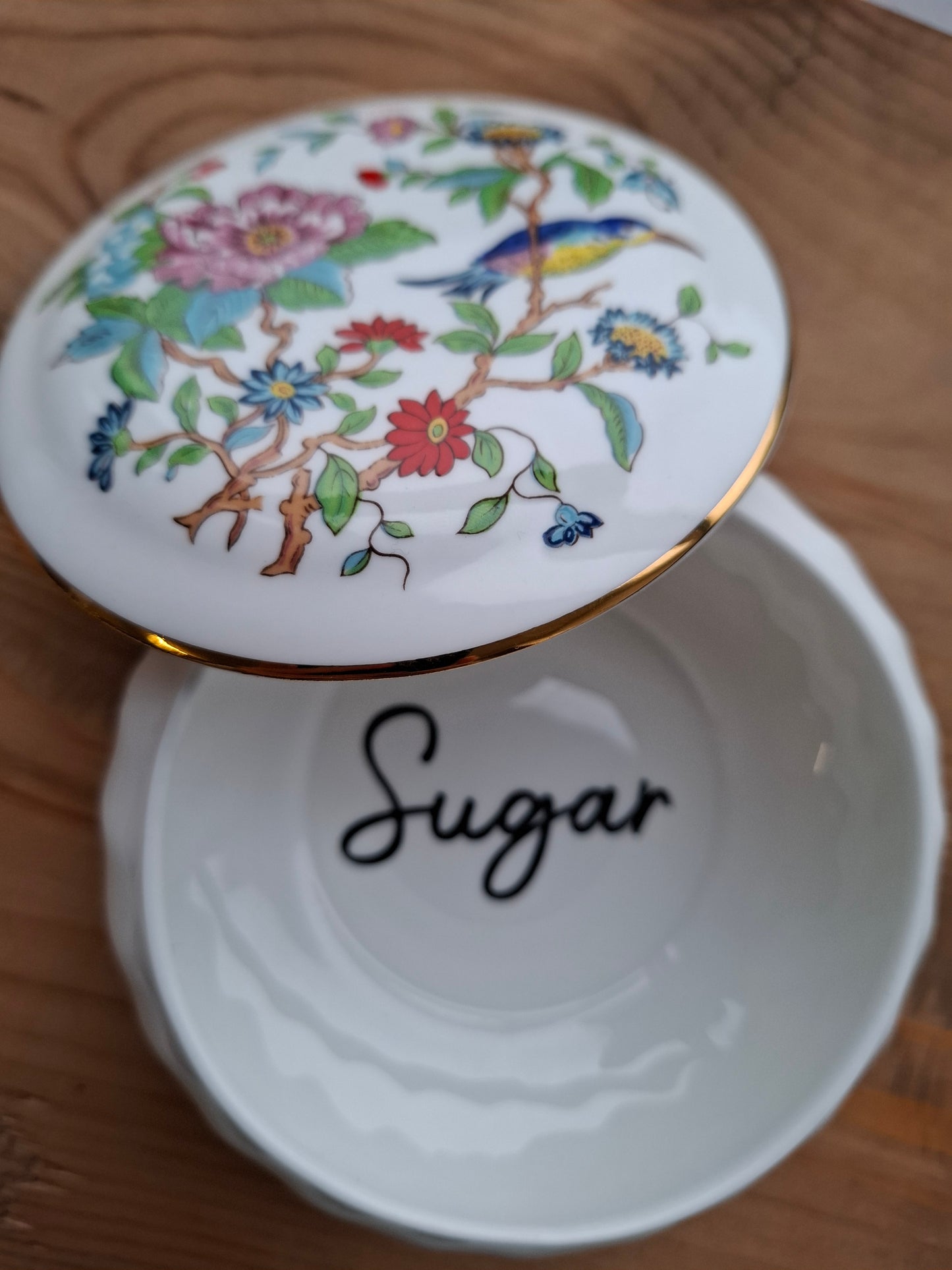 'Sugar Tits' Upcycled Medium Sized Floral Bird Trinket Pot