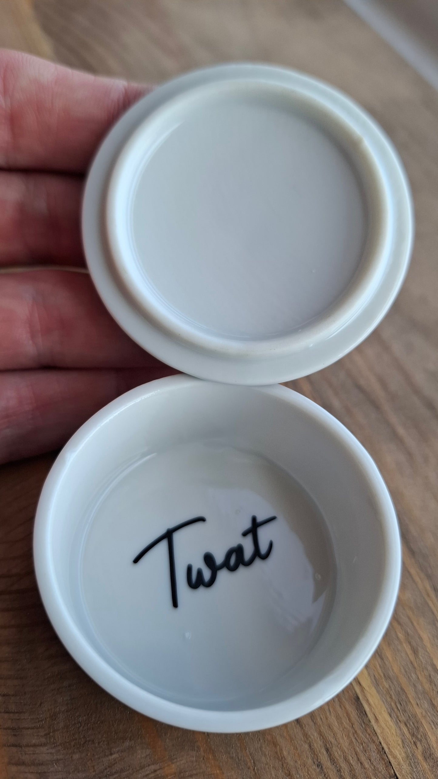 'Twat' Upcycled Small Round Trinket Pot