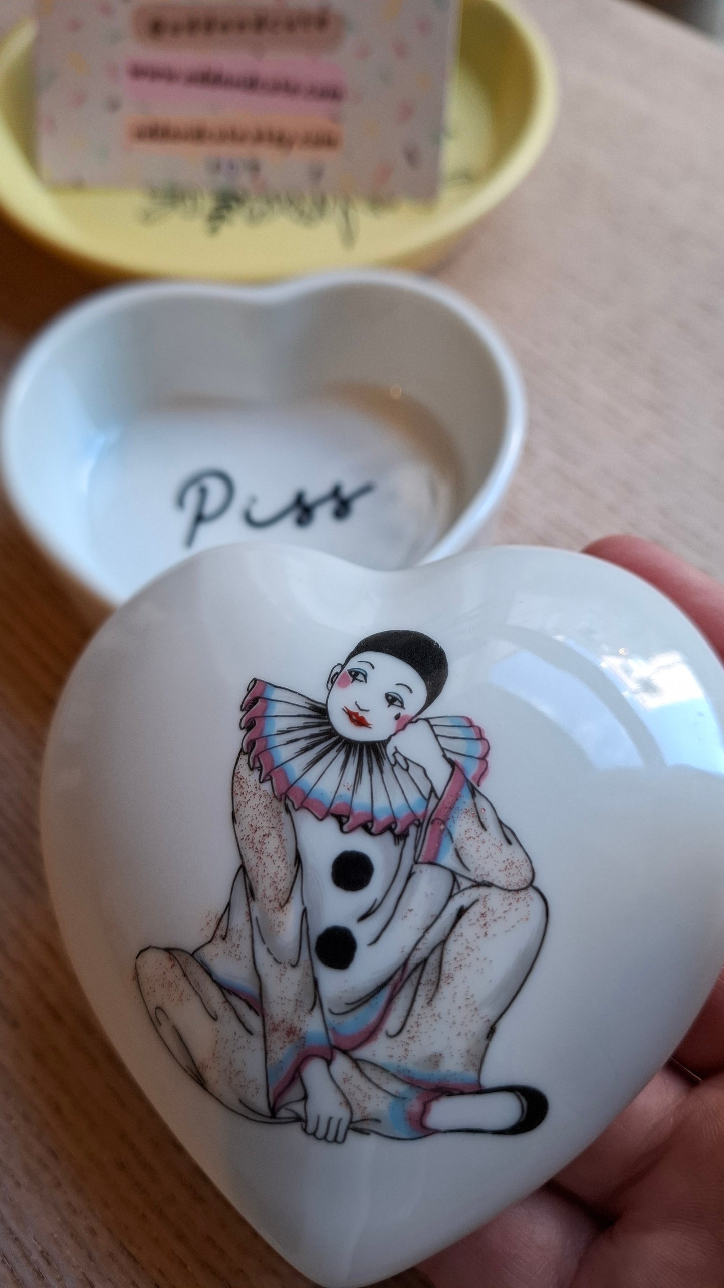 'Piss Flaps' Upcycled Clown Heart Shaped Trinket Pot