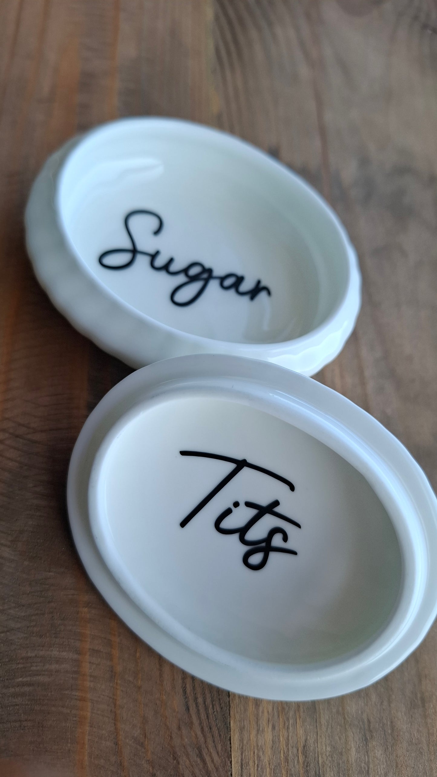 'Sugar Tits' Upcycled Oval Rose Trinket Pot