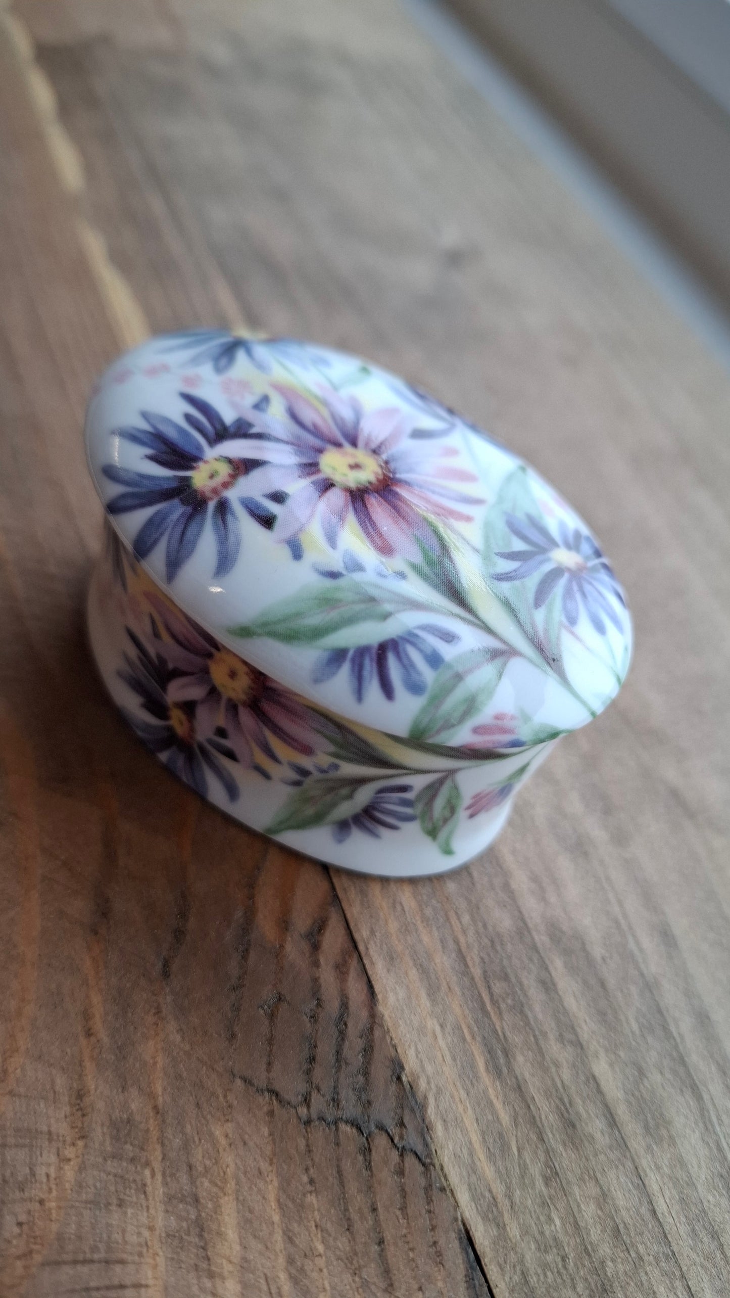 'Cunt' Upcycled Small Oval Shaped Purple Floral Trinket Pot