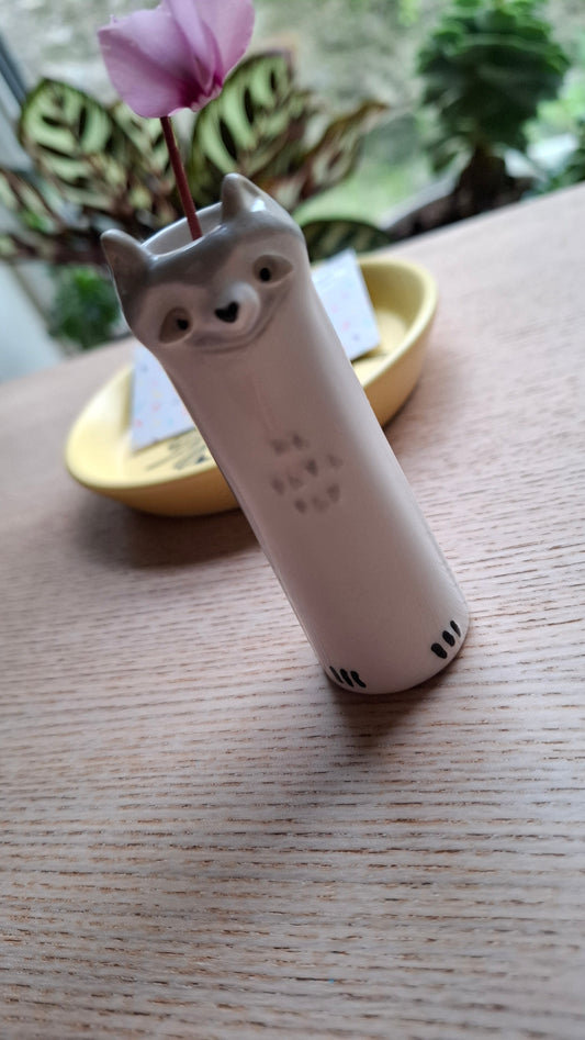 Ceramic Raccoon Mini Single Vase - (CGB Giftware)