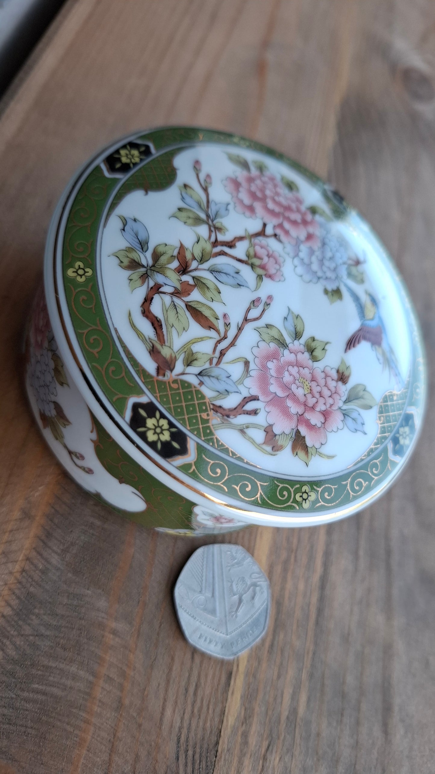 'Sugar Tits' Upcycled Green Floral Trinket Pot