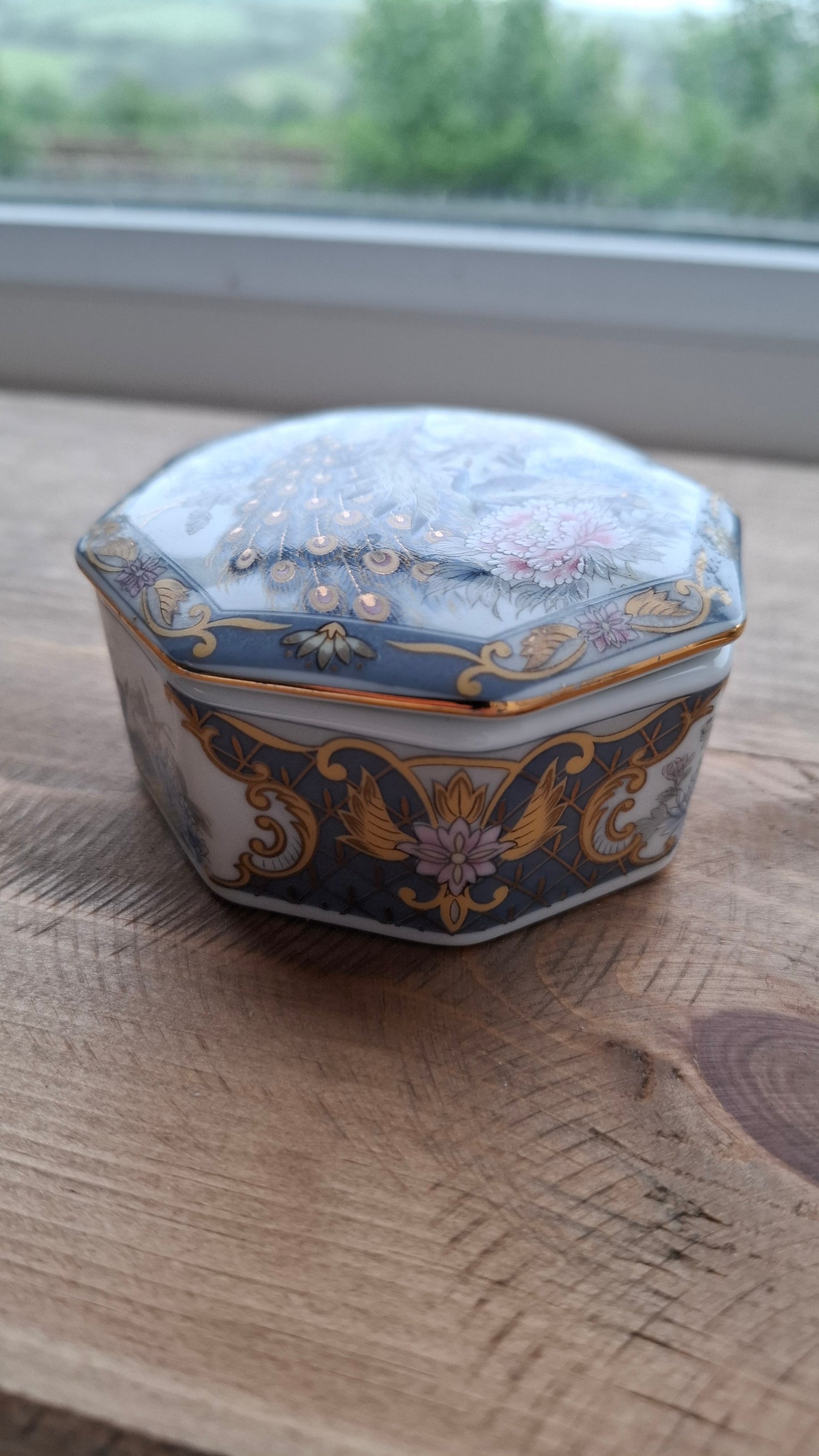 'Fanny Flaps' Upcycled Octagonal Peacock Trinket Pot