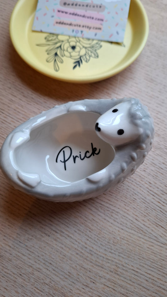 'Prick' Upcycled Grey Hedgehog Trinket Pot