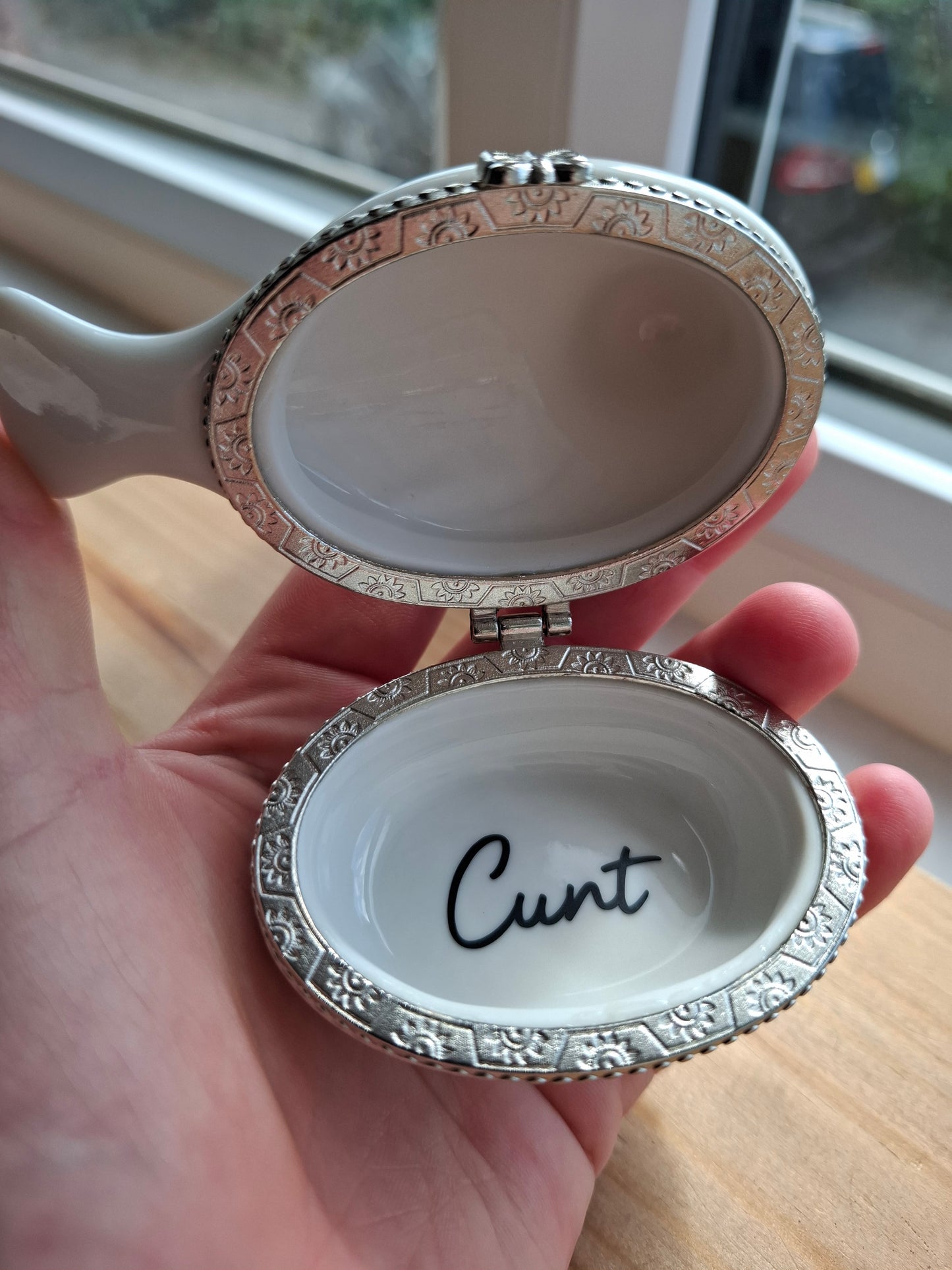 'Cunt' Upcycled White Birdy Trinket Pot