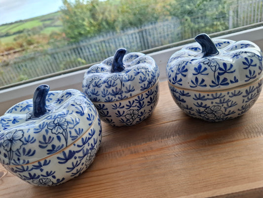 'Cunt' Upcycled Blue/White Pumpkin Trinket Pot