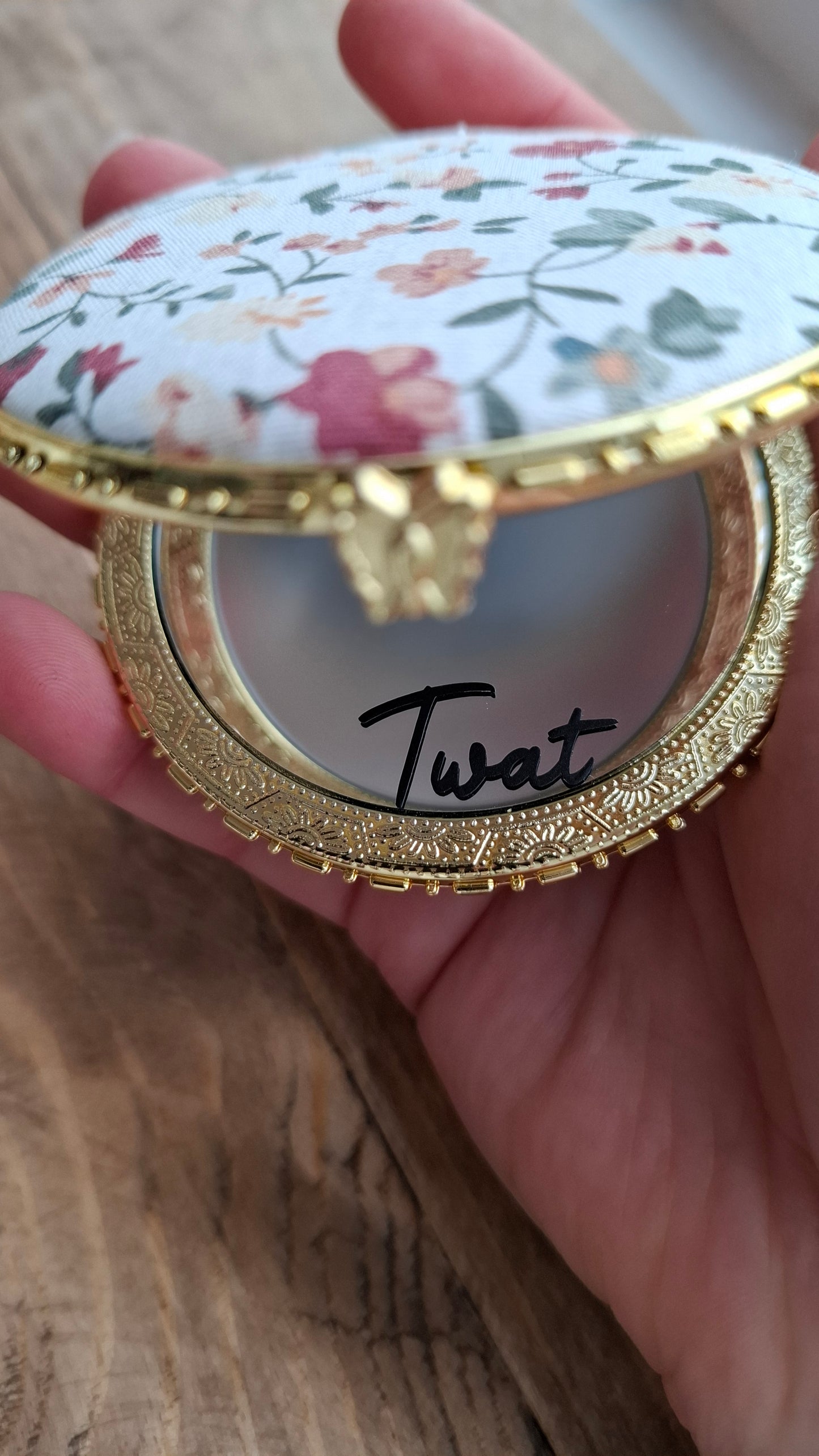 'Twat' Compact Mirror, Round Shape