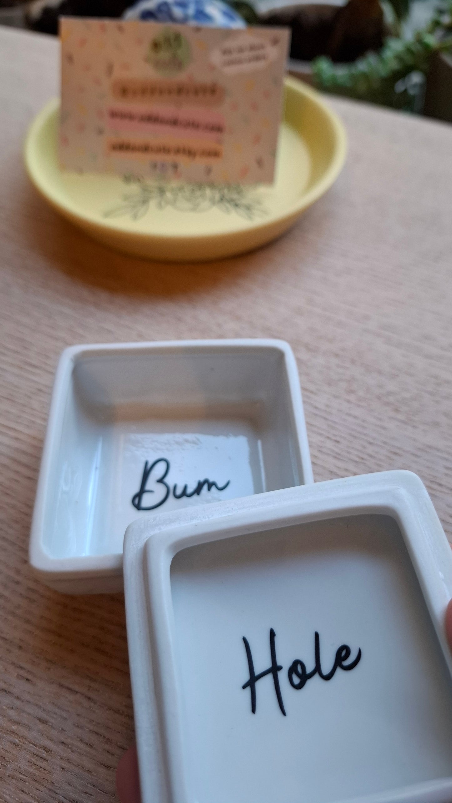 'Bum Hole' Upcycled Square Trinket Pot