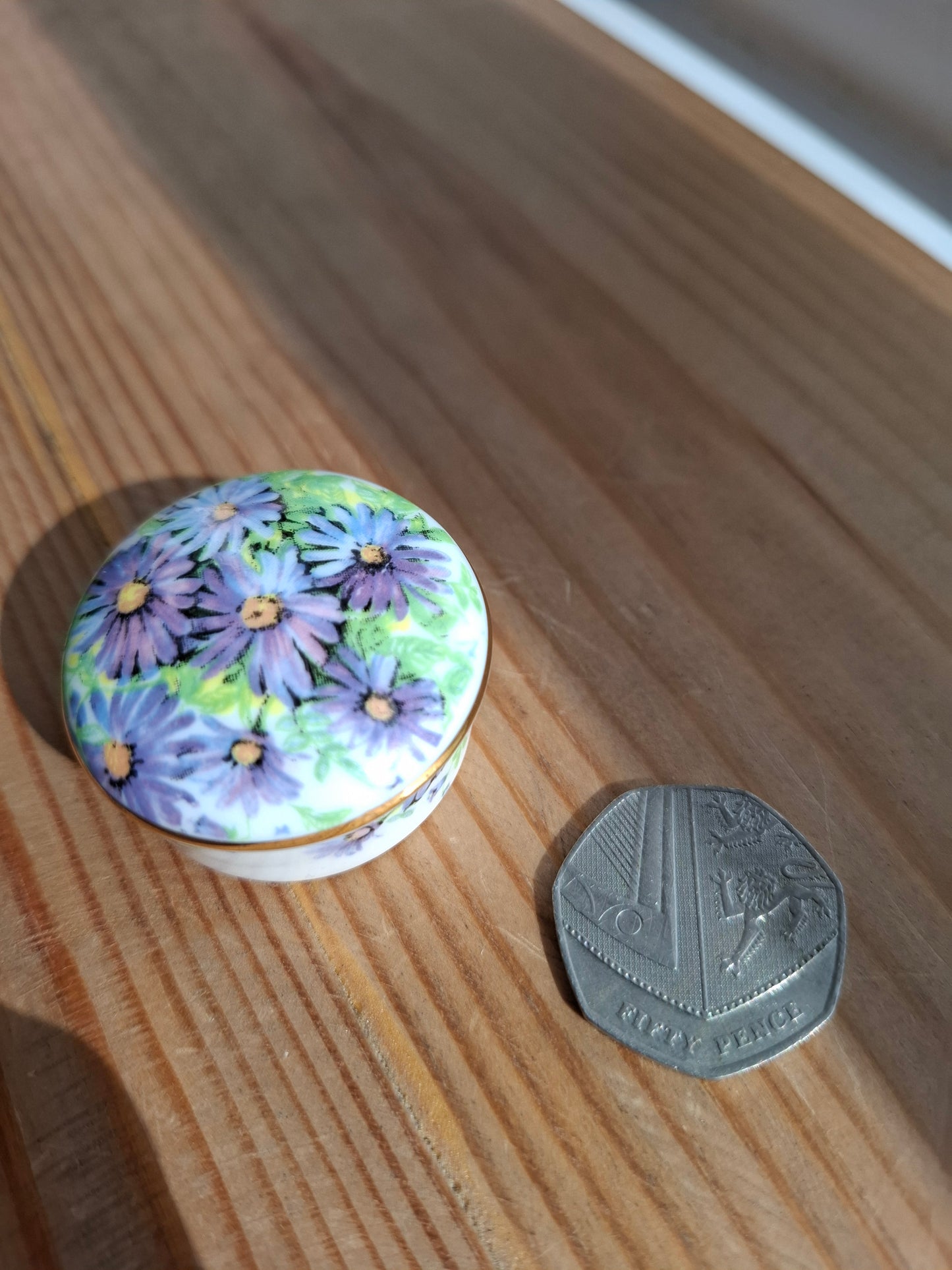 'Cunt' Upcycled Little Purple Floral Round Trinket Pot