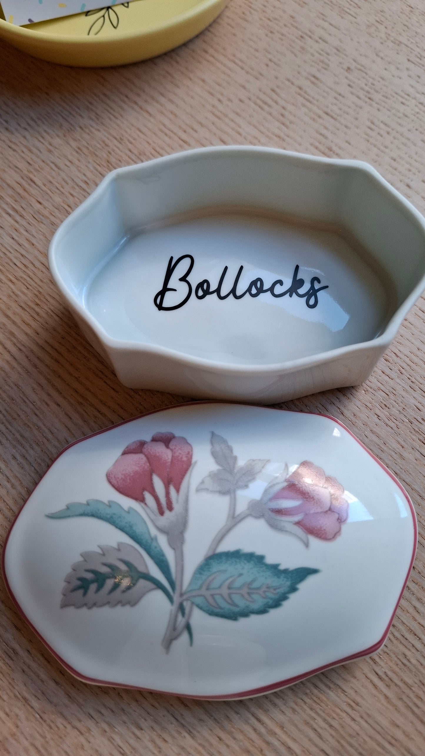 'Bollocks' Floral Trinket Pot