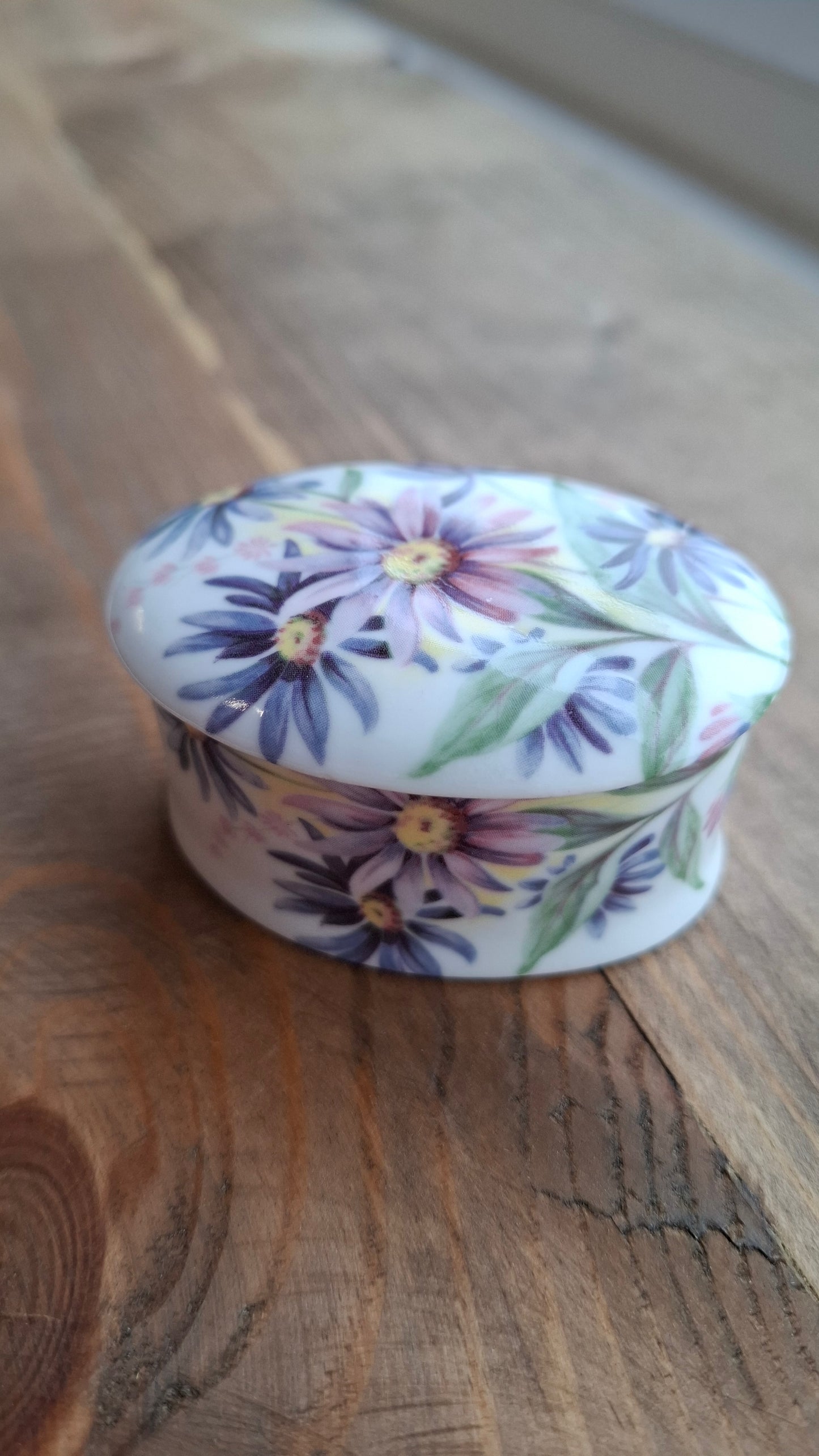 'Cunt' Upcycled Small Oval Shaped Purple Floral Trinket Pot