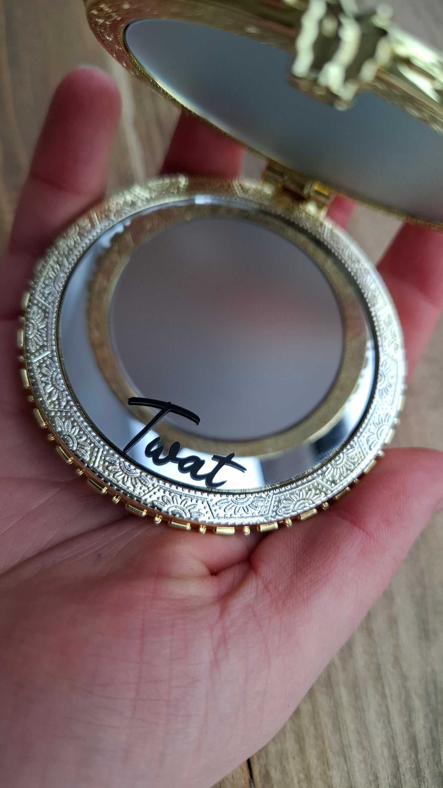 'Twat' Compact Mirror, Round Shape