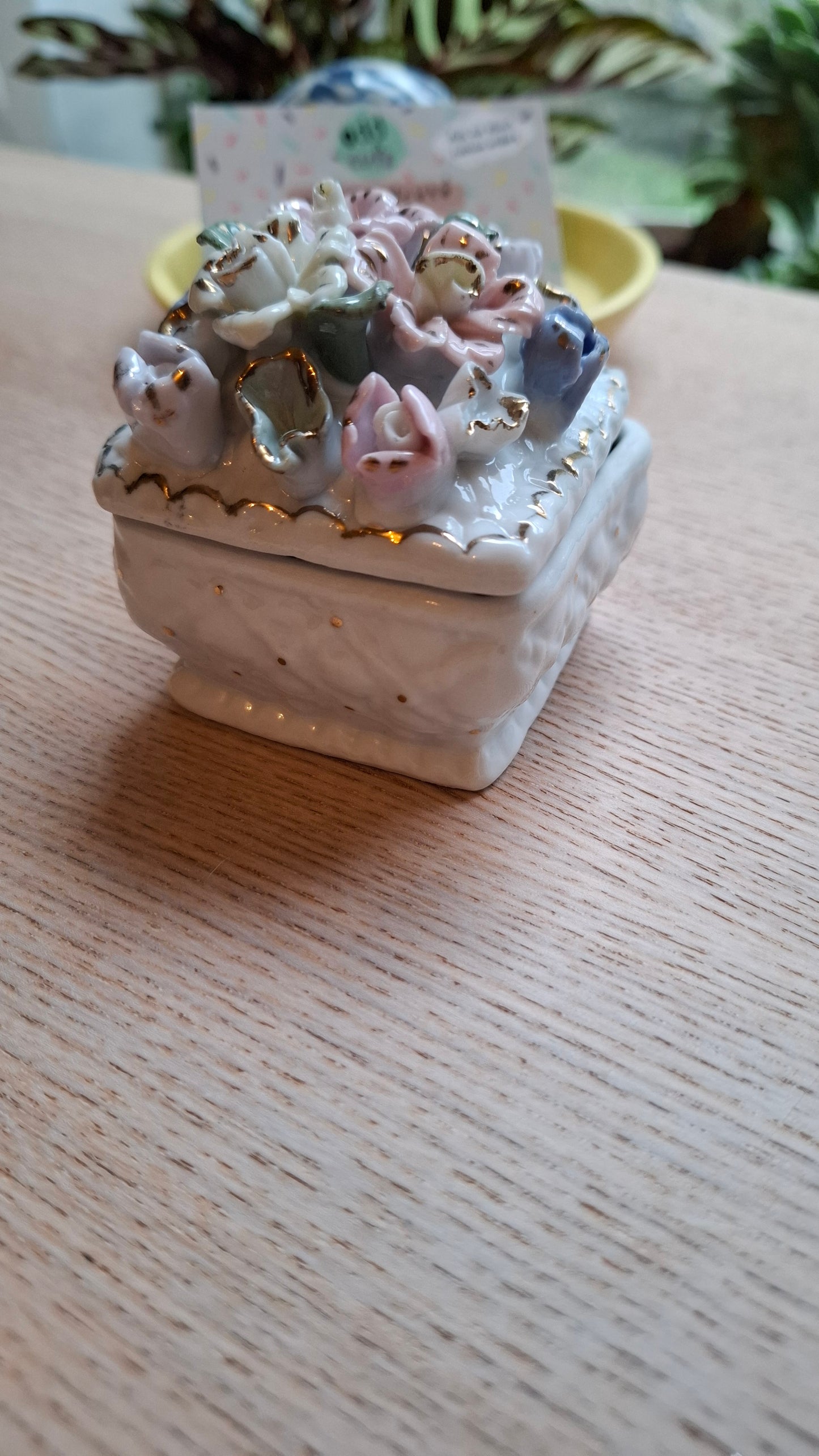 'Ball Bag' Upcycled Floral Square Shaped Trinket Pot