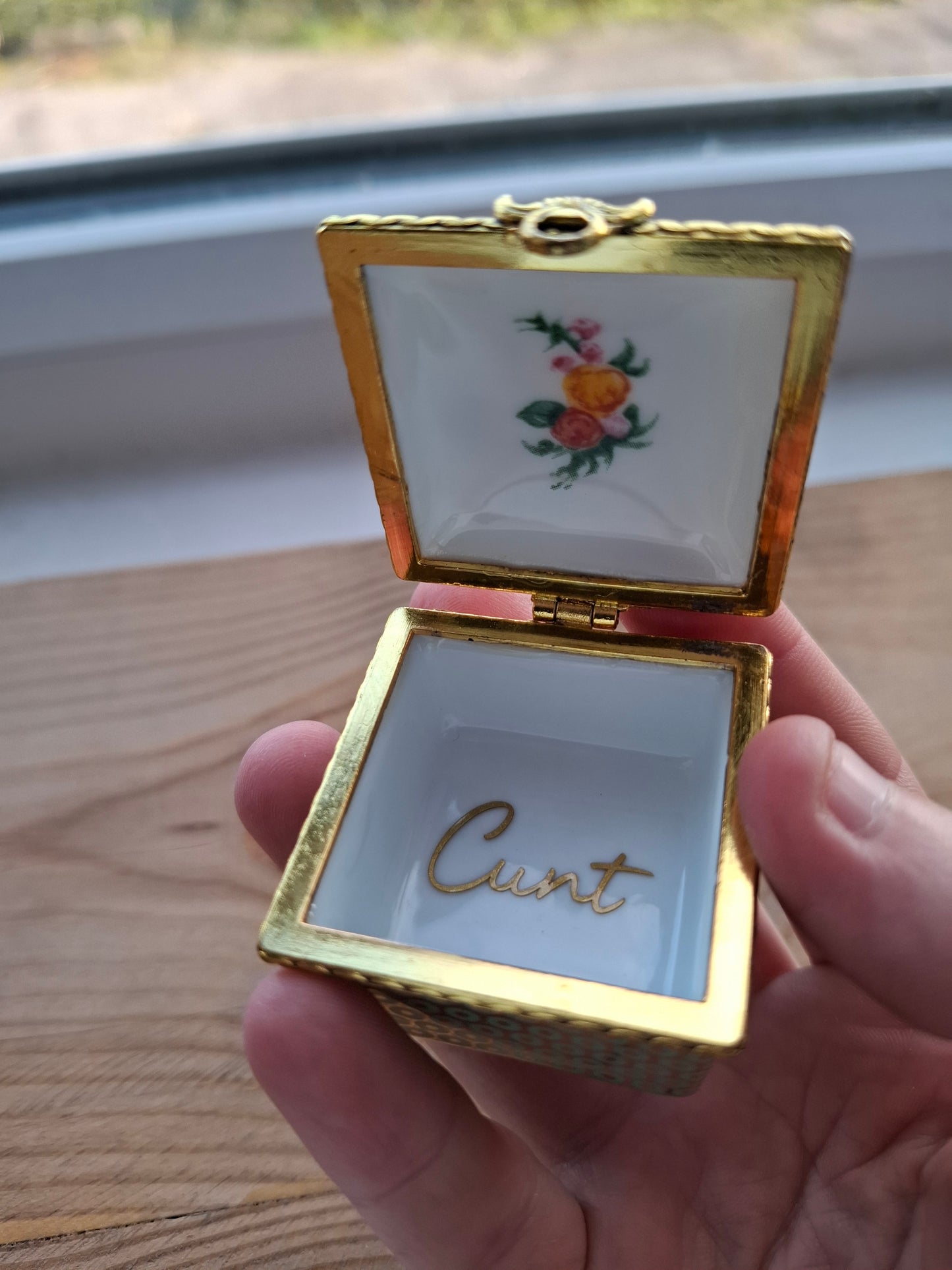 'Cunt' Upcycled Square Fancy Trinket Pot