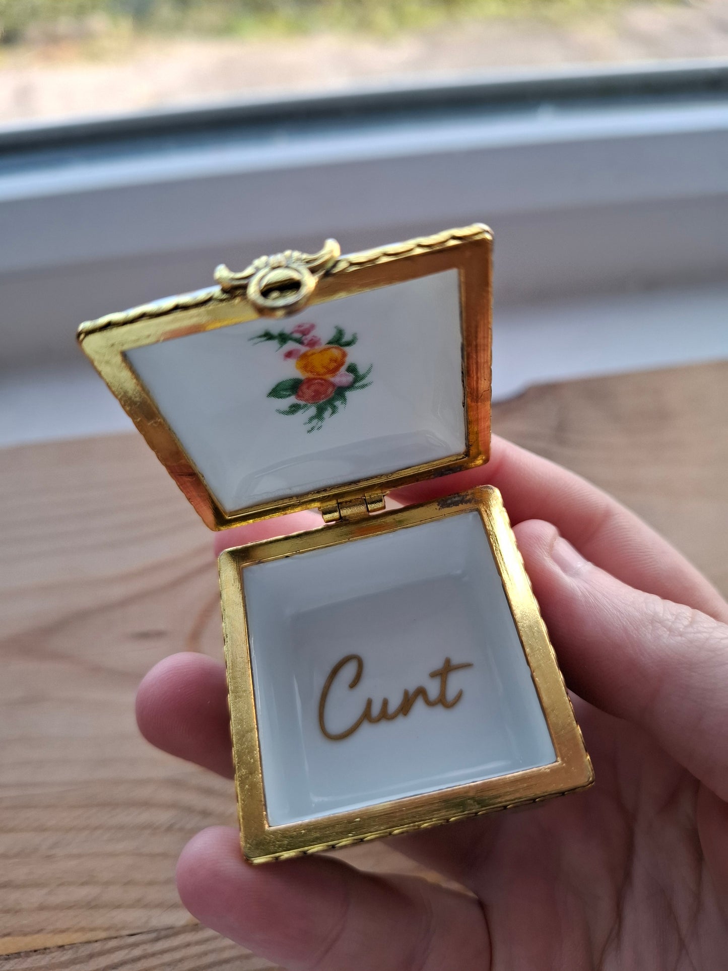 'Cunt' Upcycled Square Fancy Trinket Pot