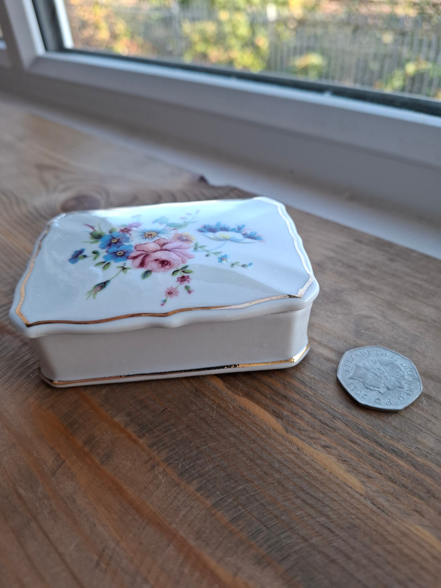 'Bollocks' Upcycled Floral Rectangular Trinket Pot