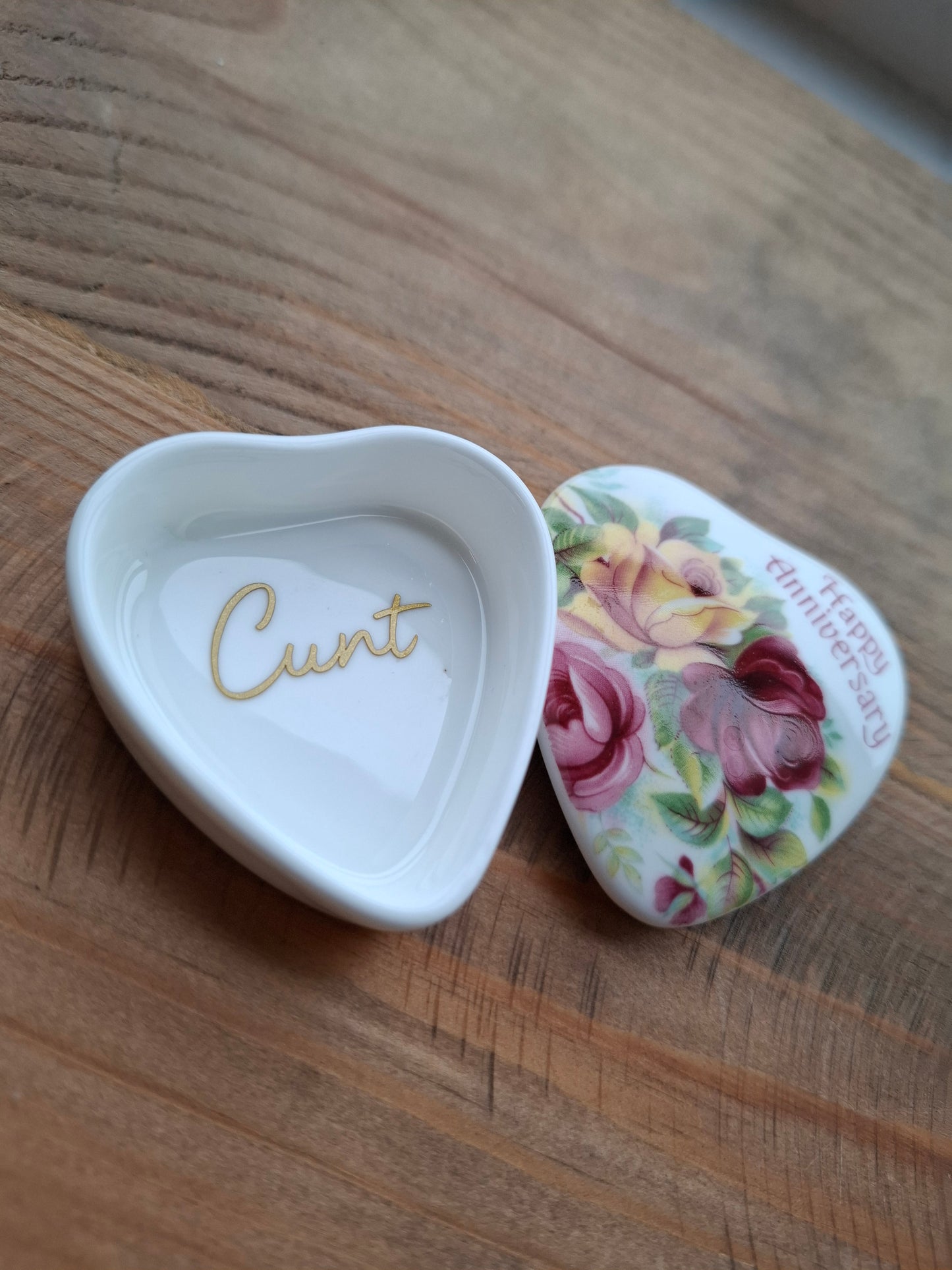 'Cunt' Upcycled Happy Anniversary Heart Trinket Pot
