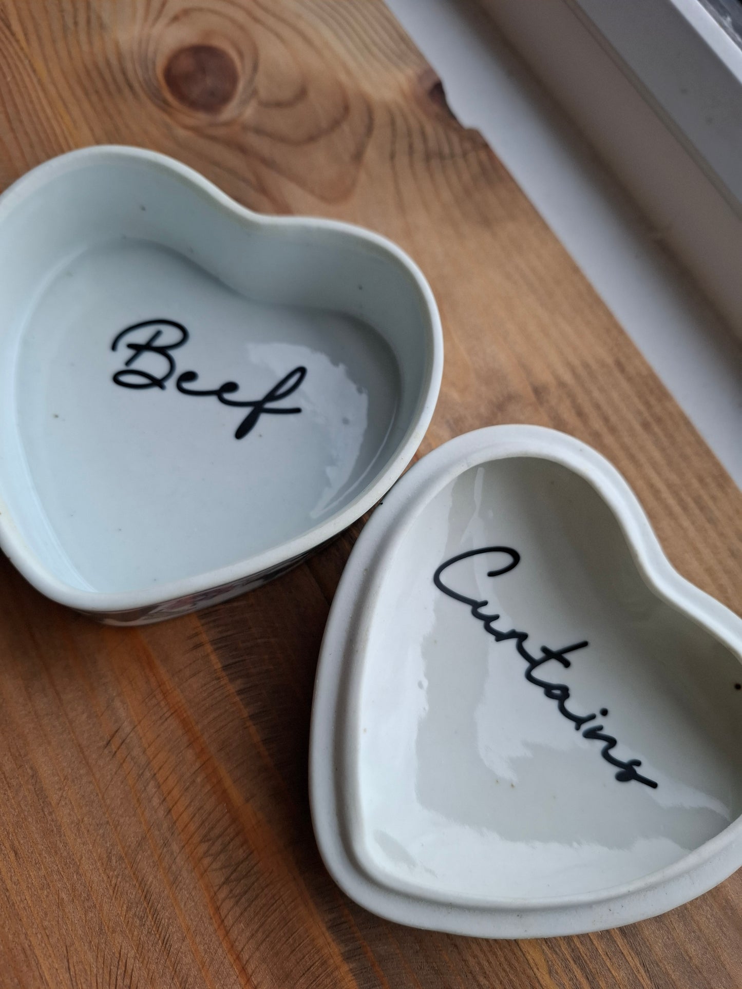 'Beef Curtains' Upcycled Heart Shaped Trinket Pot