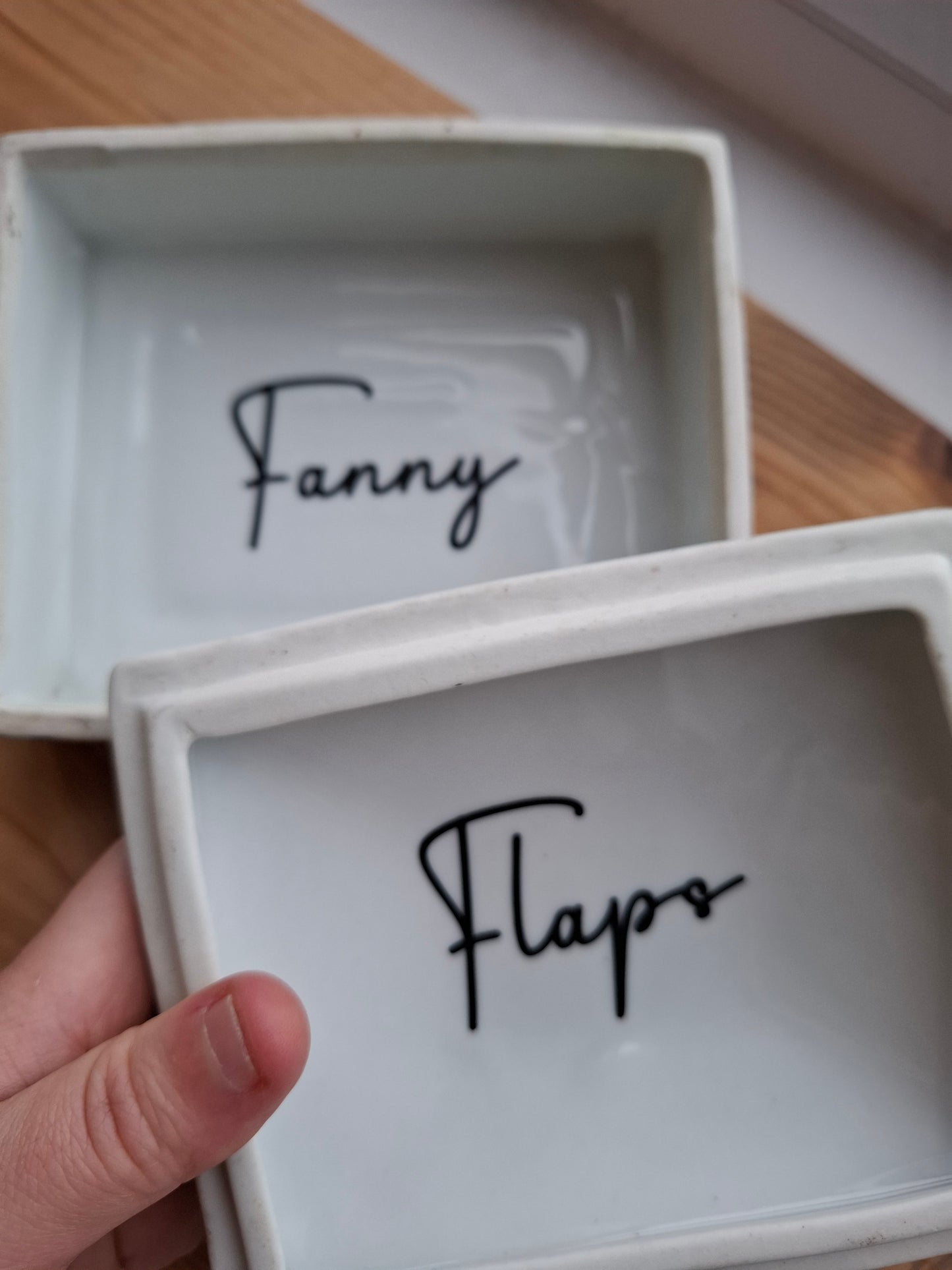 'Fanny Flaps' Upcycled Medium Sized Blue White Trinket Pot