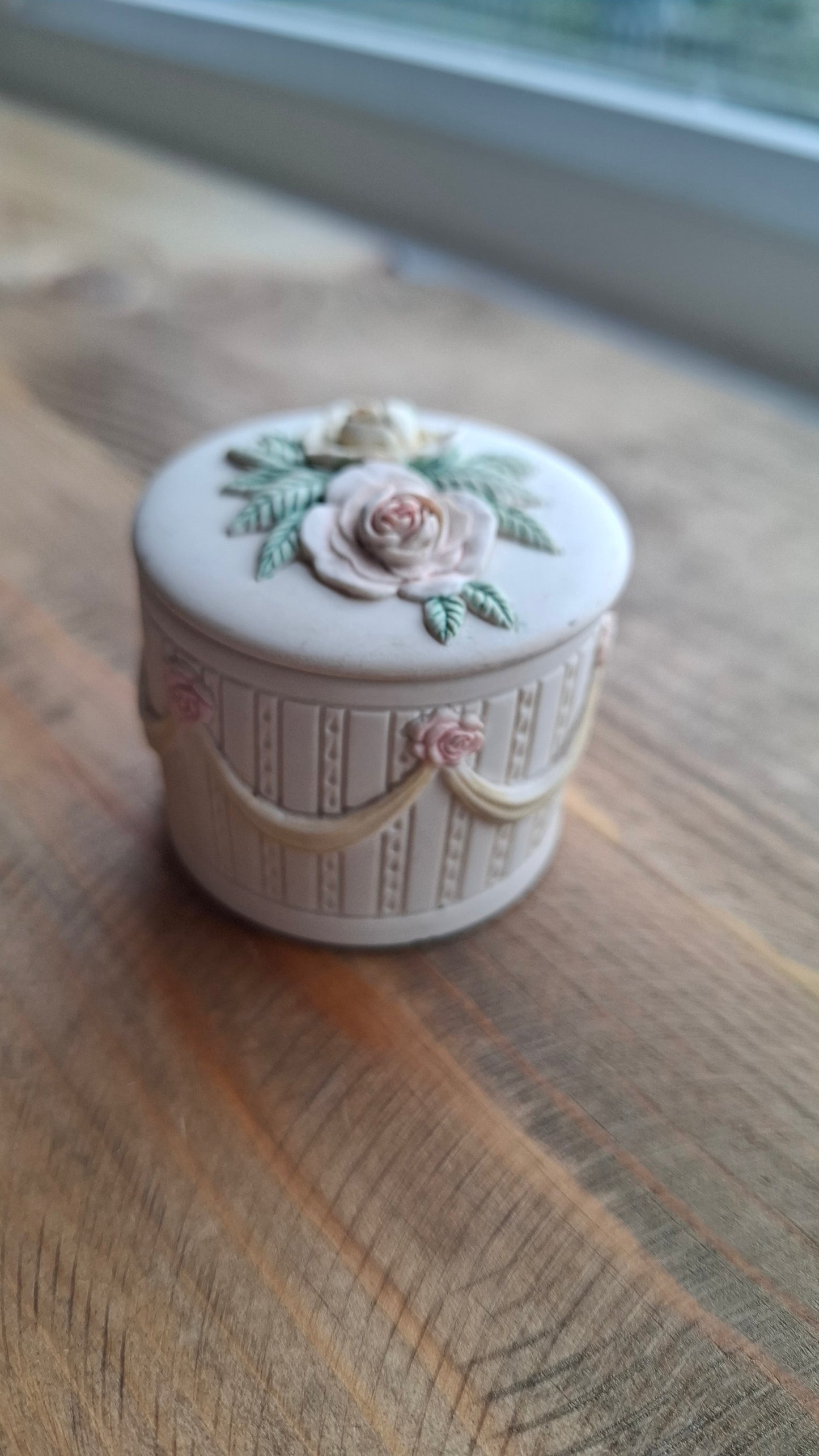 'Cunt' Upcycled Round Ribbon & Roses Trinket Pot