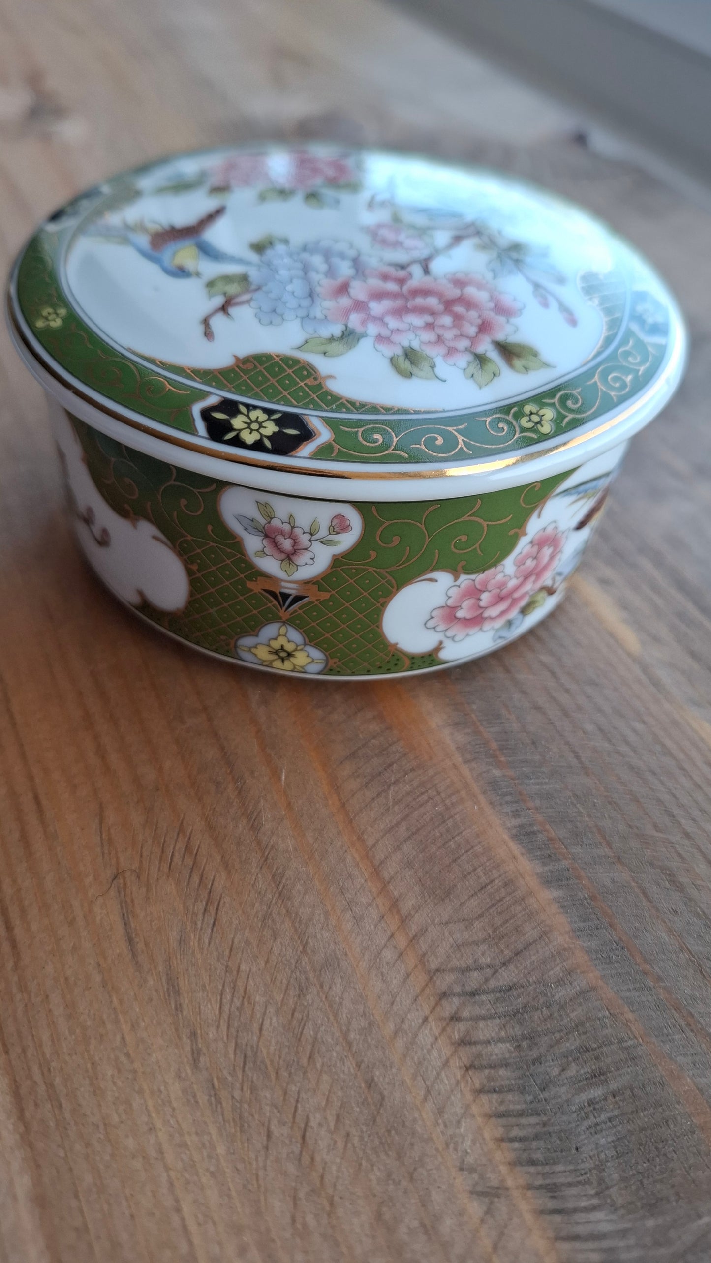 'Sugar Tits' Upcycled Green Floral Trinket Pot