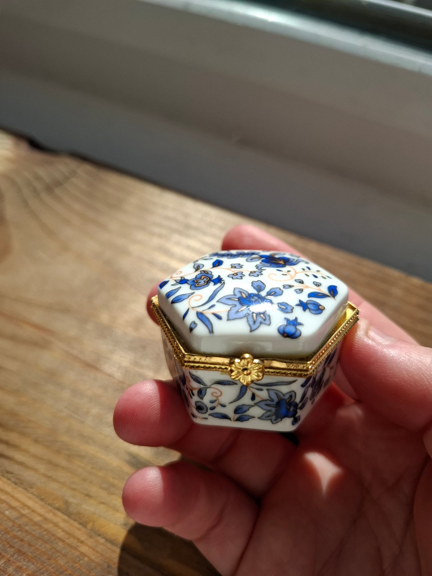 'Twat' Mini Floral Blue And White Trinket/Pill Pot