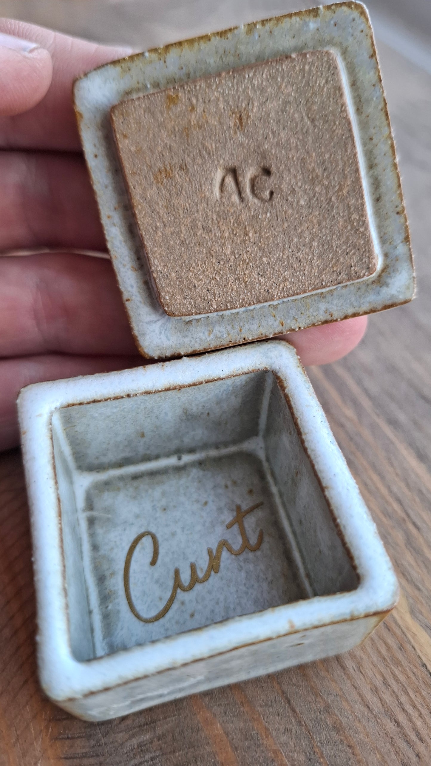 'Cunt' Upcycled Small Square Trinket Pot