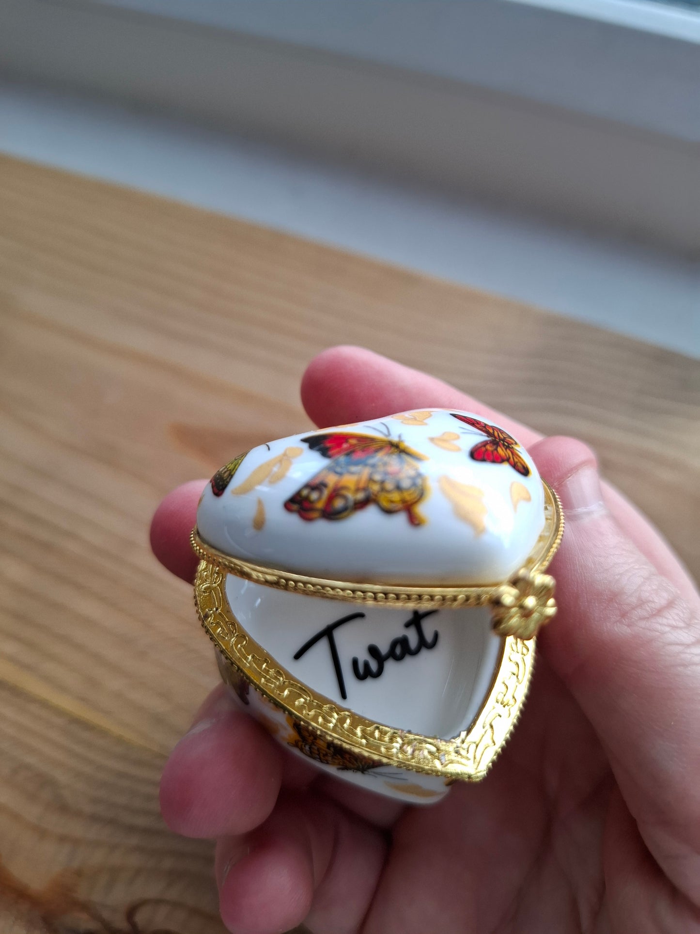 'Twat' Upcycled Mini Butterfly Trinket/Pill Pot