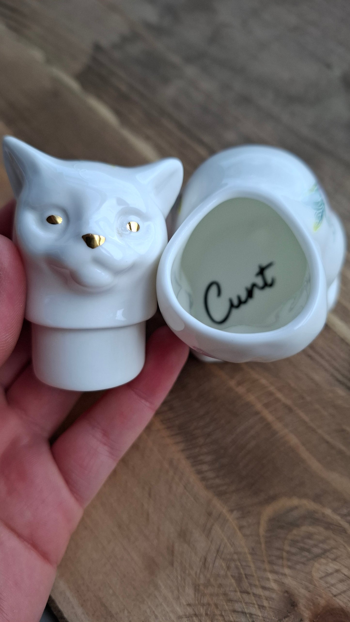 'Cunt' Upcycled Aynsley Pretty Cat Trinket Pot
