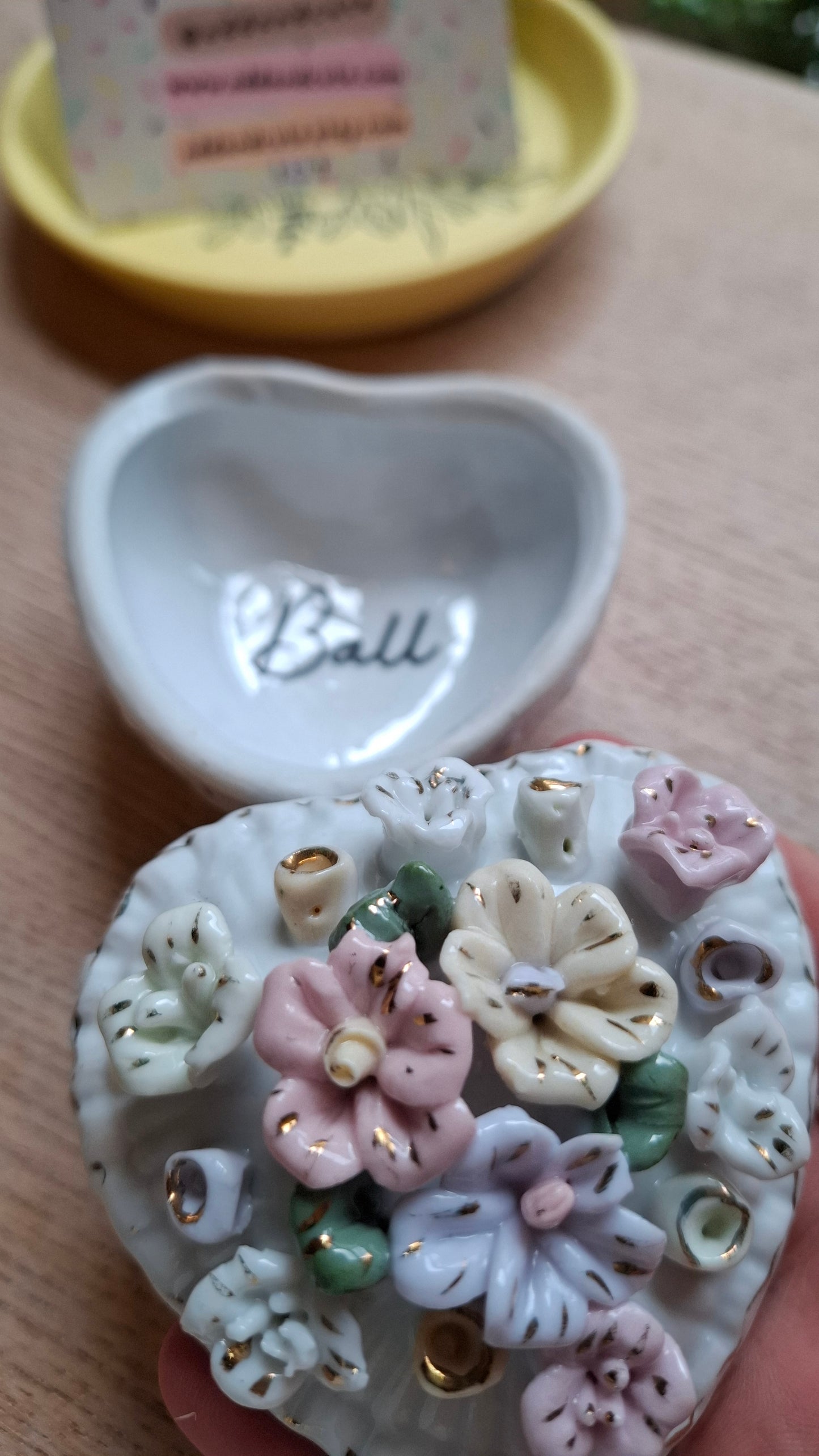 'Ball Bag' Upcycled Floral Heart Shaped Trinket Pot
