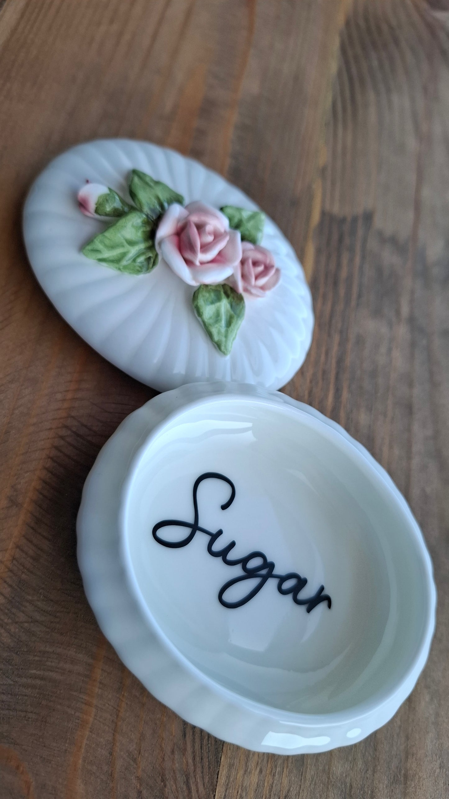 'Sugar Tits' Upcycled Oval Rose Trinket Pot