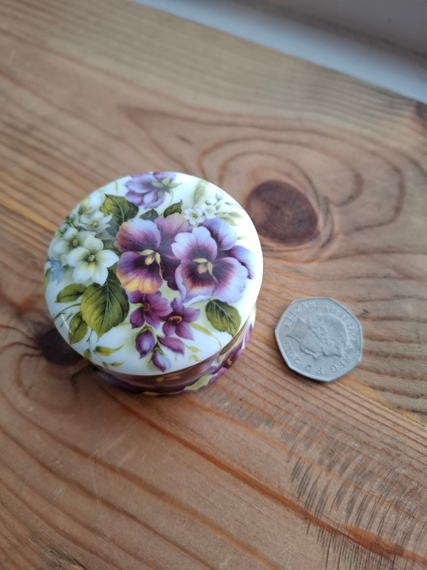 'Ball Bag' Upcycled Purple Floral Trinket Pot