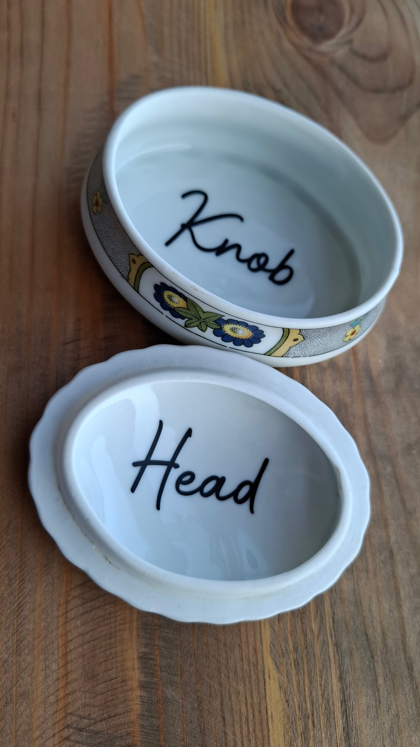 'Knob Head' Upcycled Oval Shaped Trinket Pot