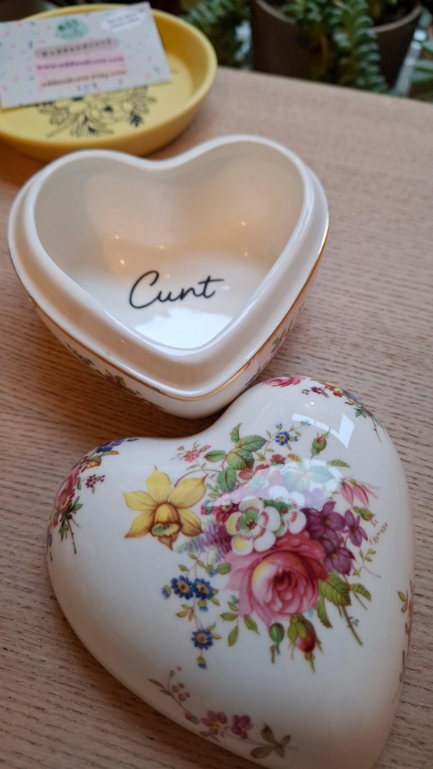 'Cunt' Upcycled Large Heart Shaped Trinket Pot