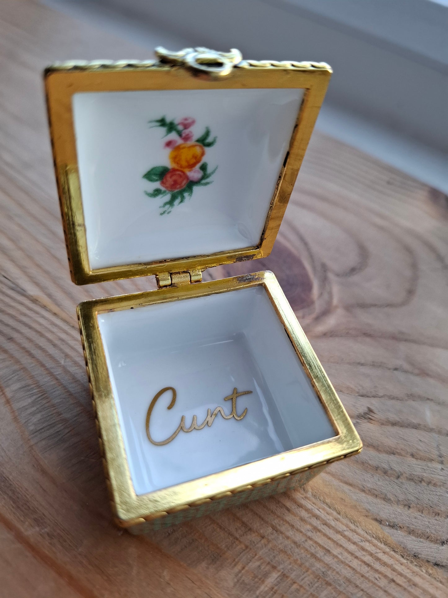 'Cunt' Upcycled Square Fancy Trinket Pot