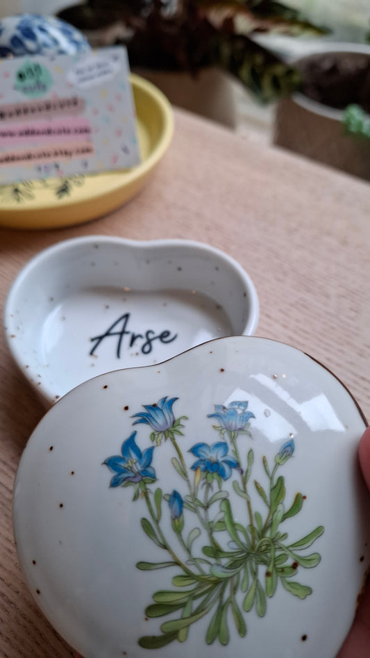 'Arse Hole' Upcycled Heart Shaped Trinket Pot