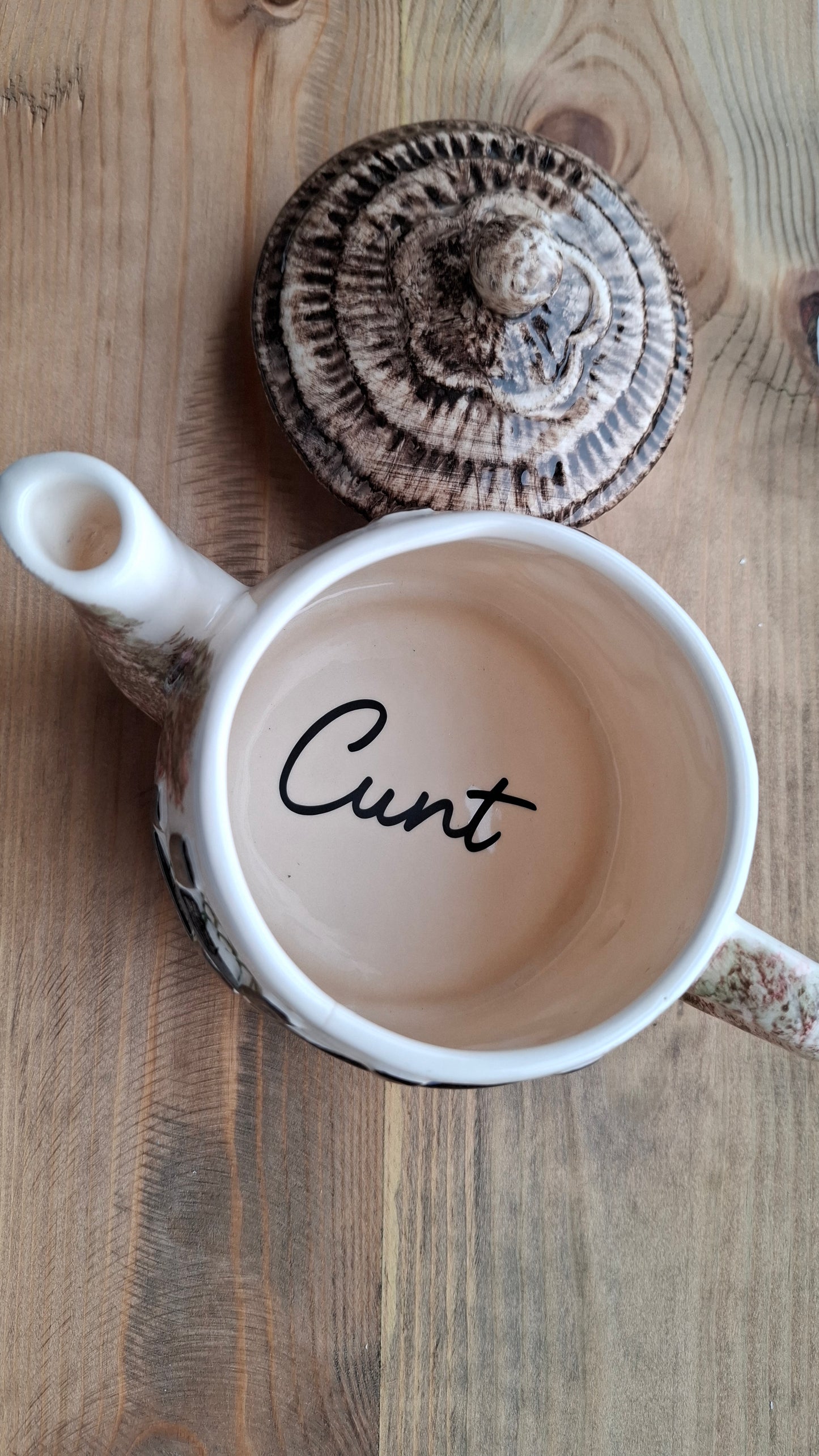 'Cunt' Upcycled Round Cottage Teapot