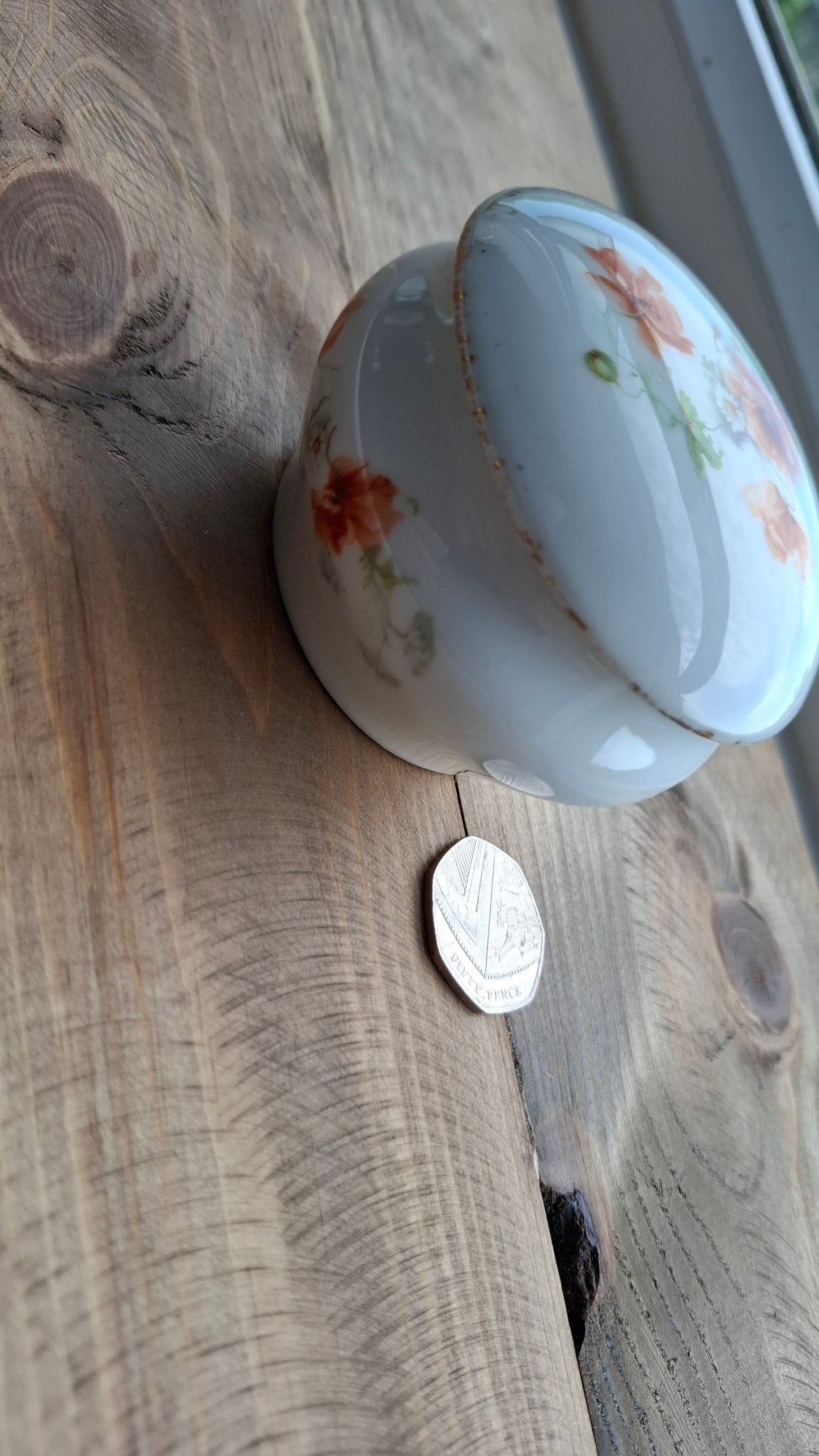 'Twat Flaps' Upcycled White Floral Trinket Pot
