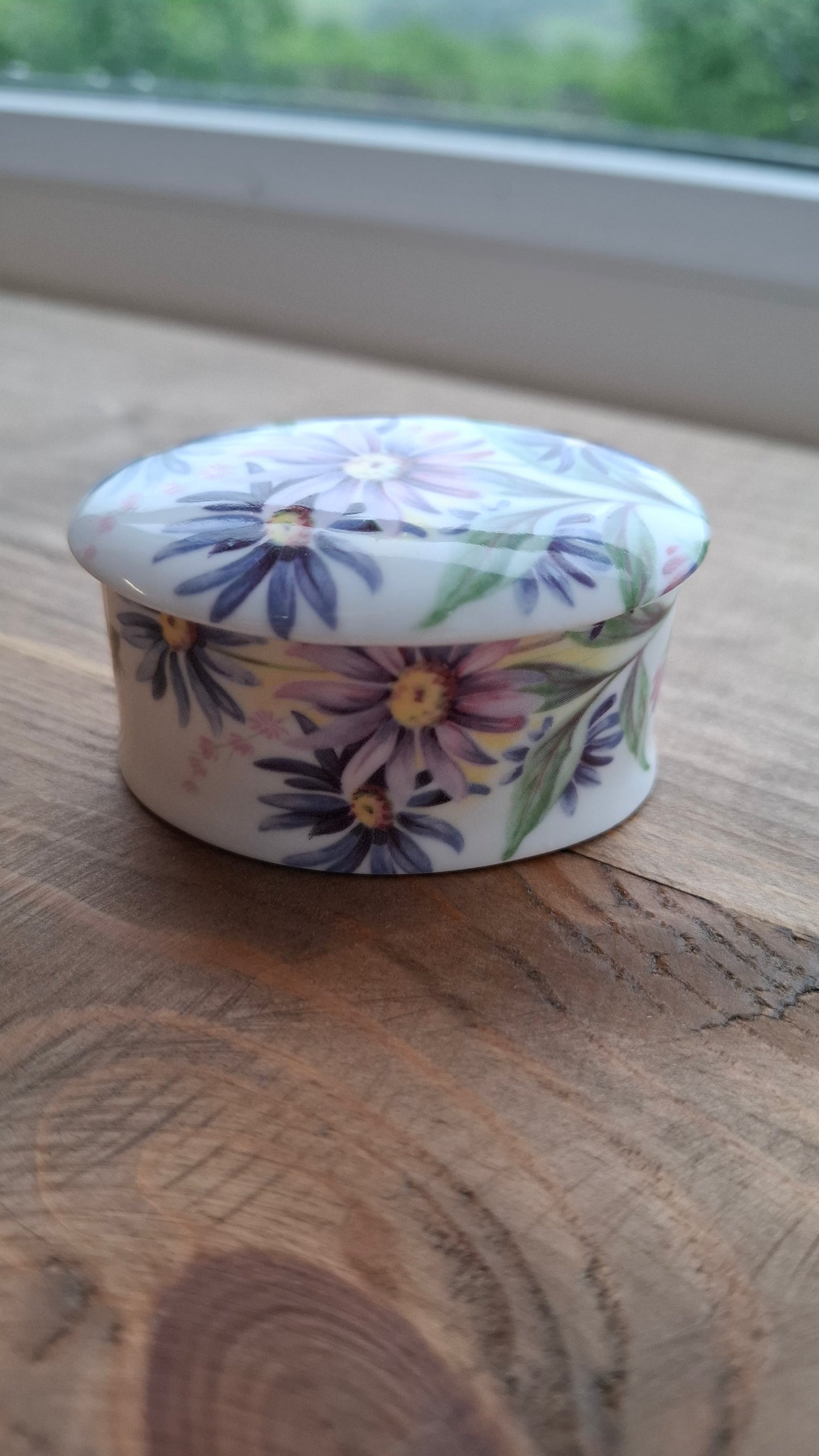 'Cunt' Upcycled Small Oval Shaped Purple Floral Trinket Pot