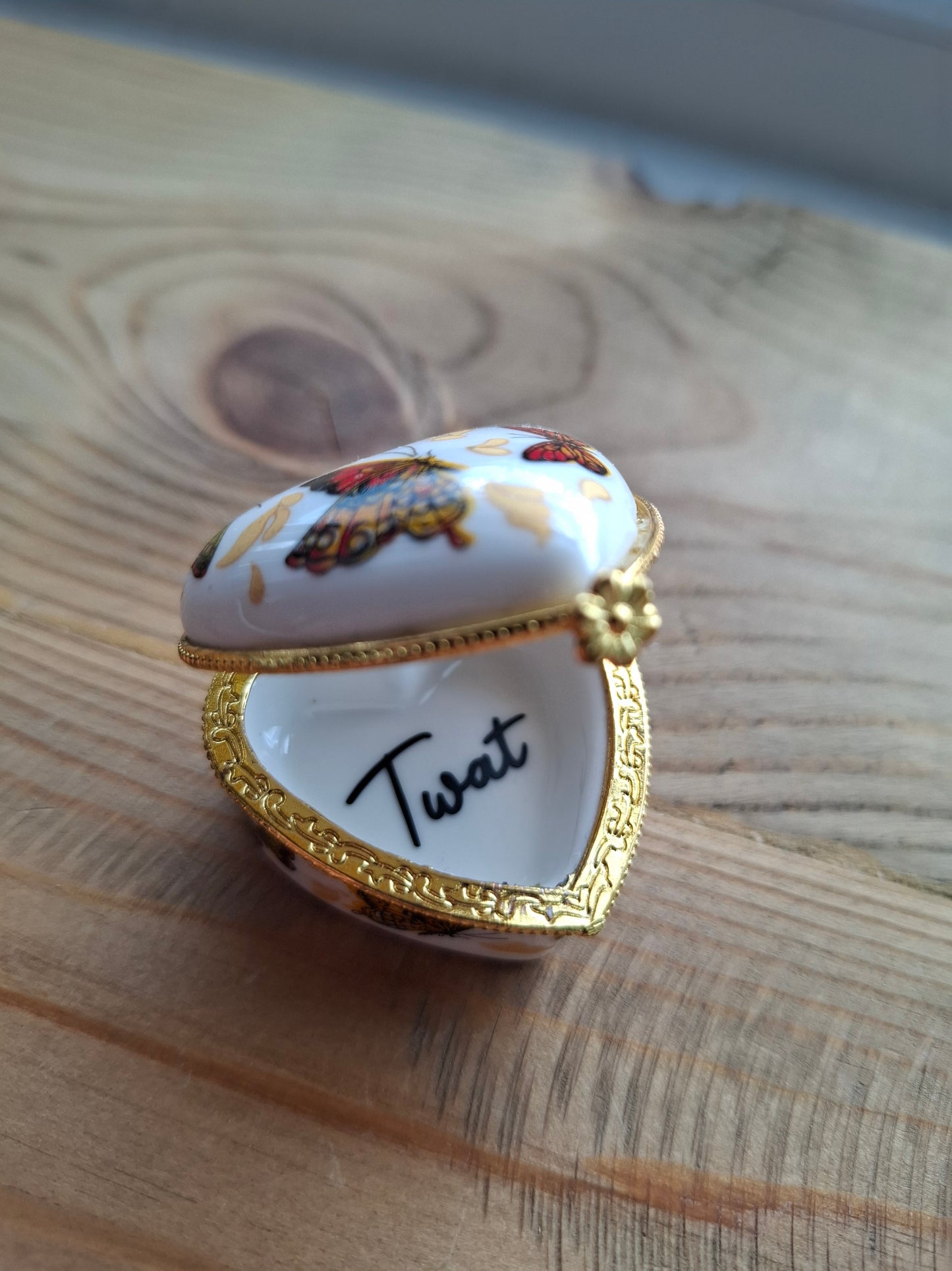 'Twat' Upcycled Mini Butterfly Trinket/Pill Pot
