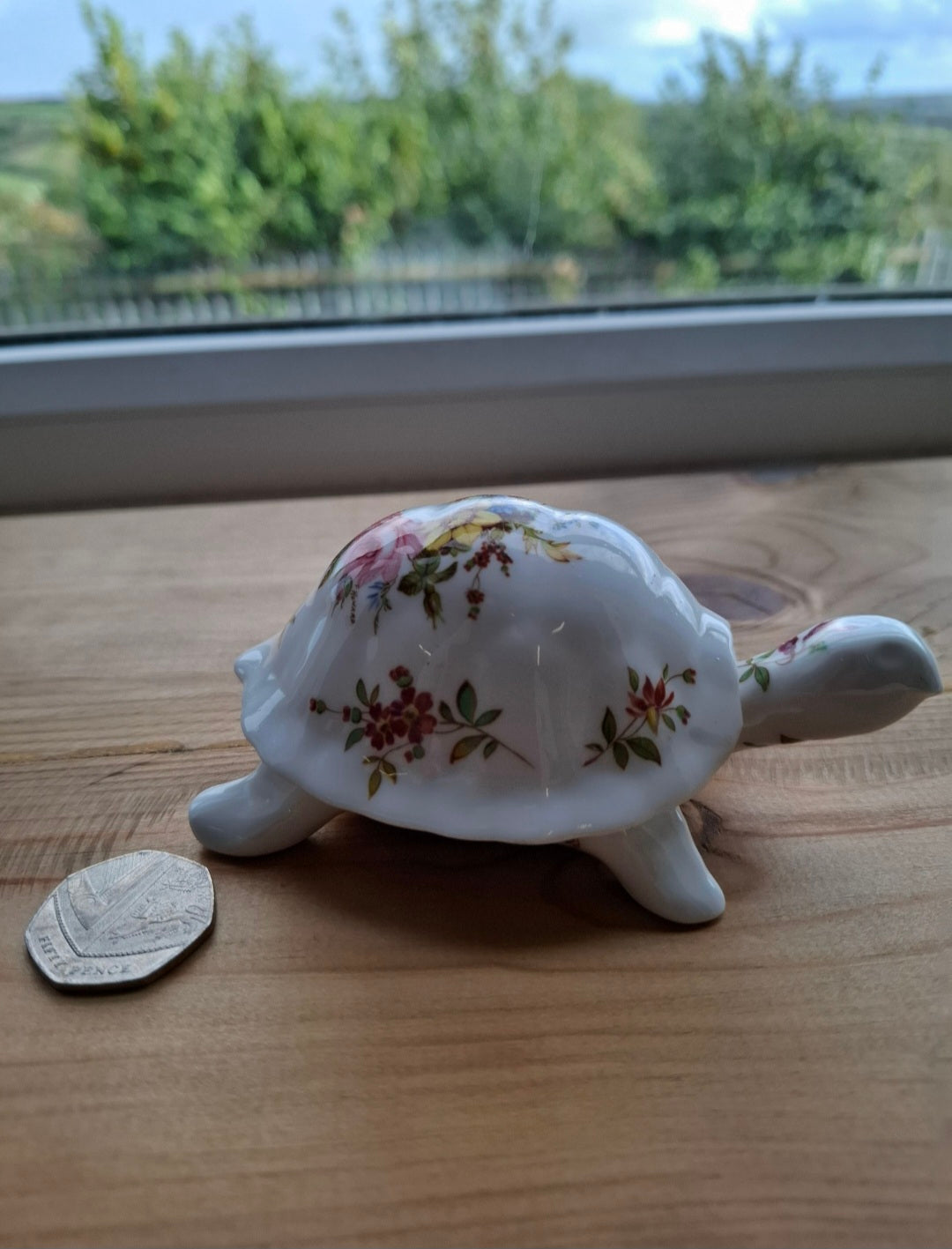 'Minge' Pretty Floral Tortoise Upcycled Trinket Pot
