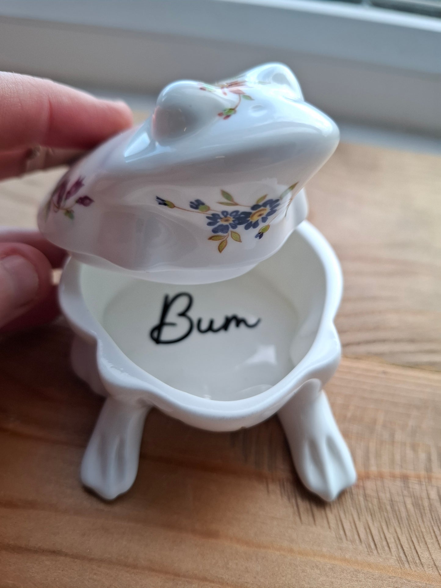 'Bum Hole' Upcycled Personalised Whimsical Frog Trinket Pot