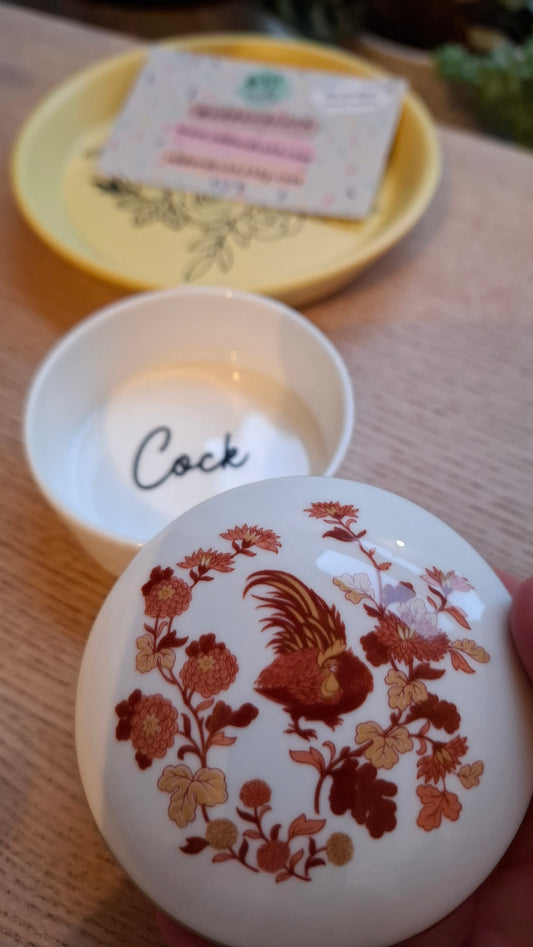 'Cock' Upcycled Wedgwood Chicken Pot