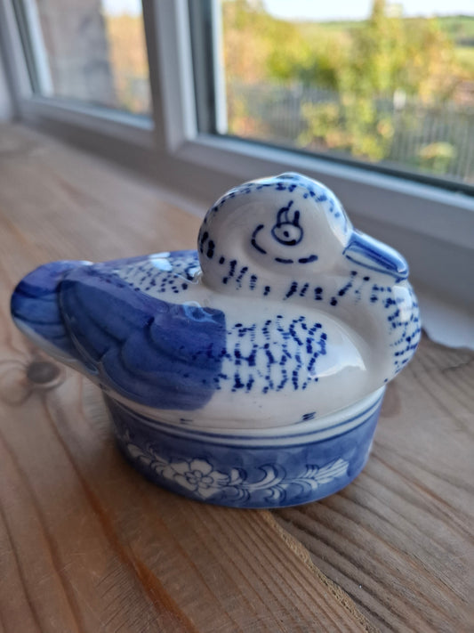 'Cunt' Upcycled Small Blue/White Duck Trinket Pot