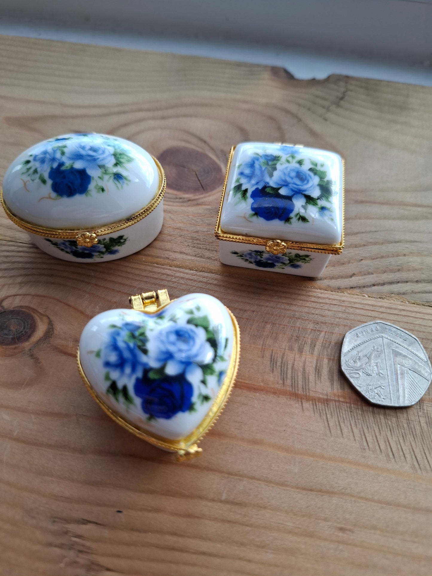 'Twat' Upcycled Mini Trinket/Pill Pot Blue Roses